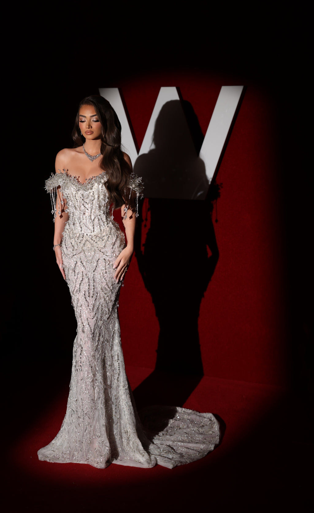 Elarisse - Crystal Fringe Off Shoulder Corset Mermaid Gown