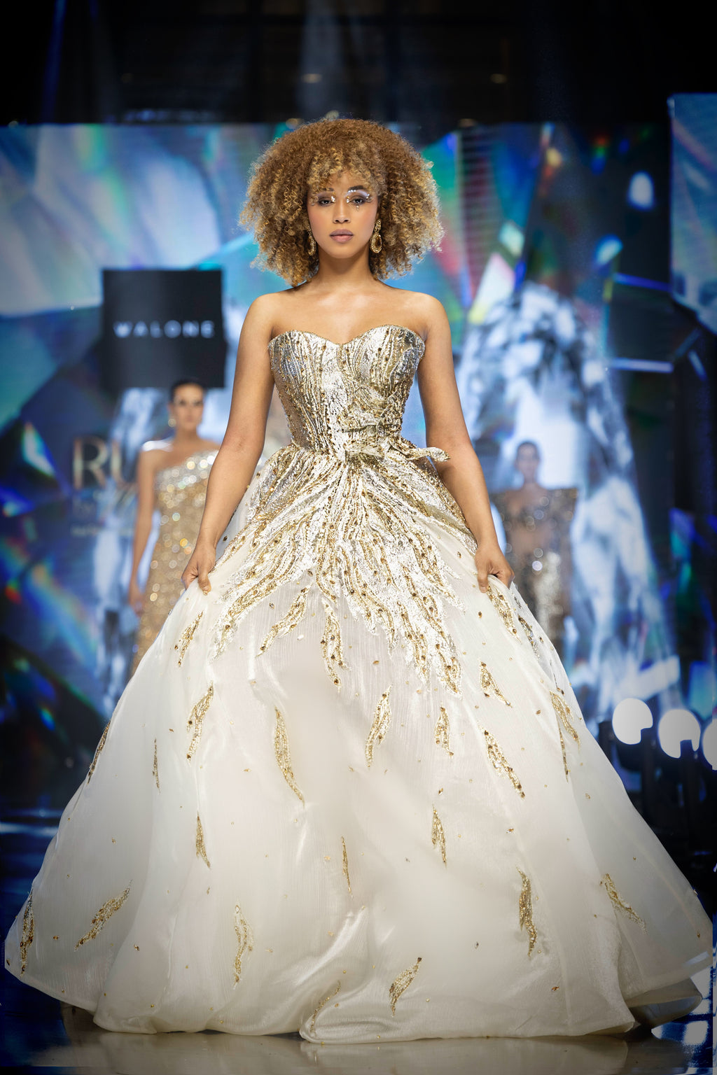 Diana - Ivory Gold Embroidered Ball Gown