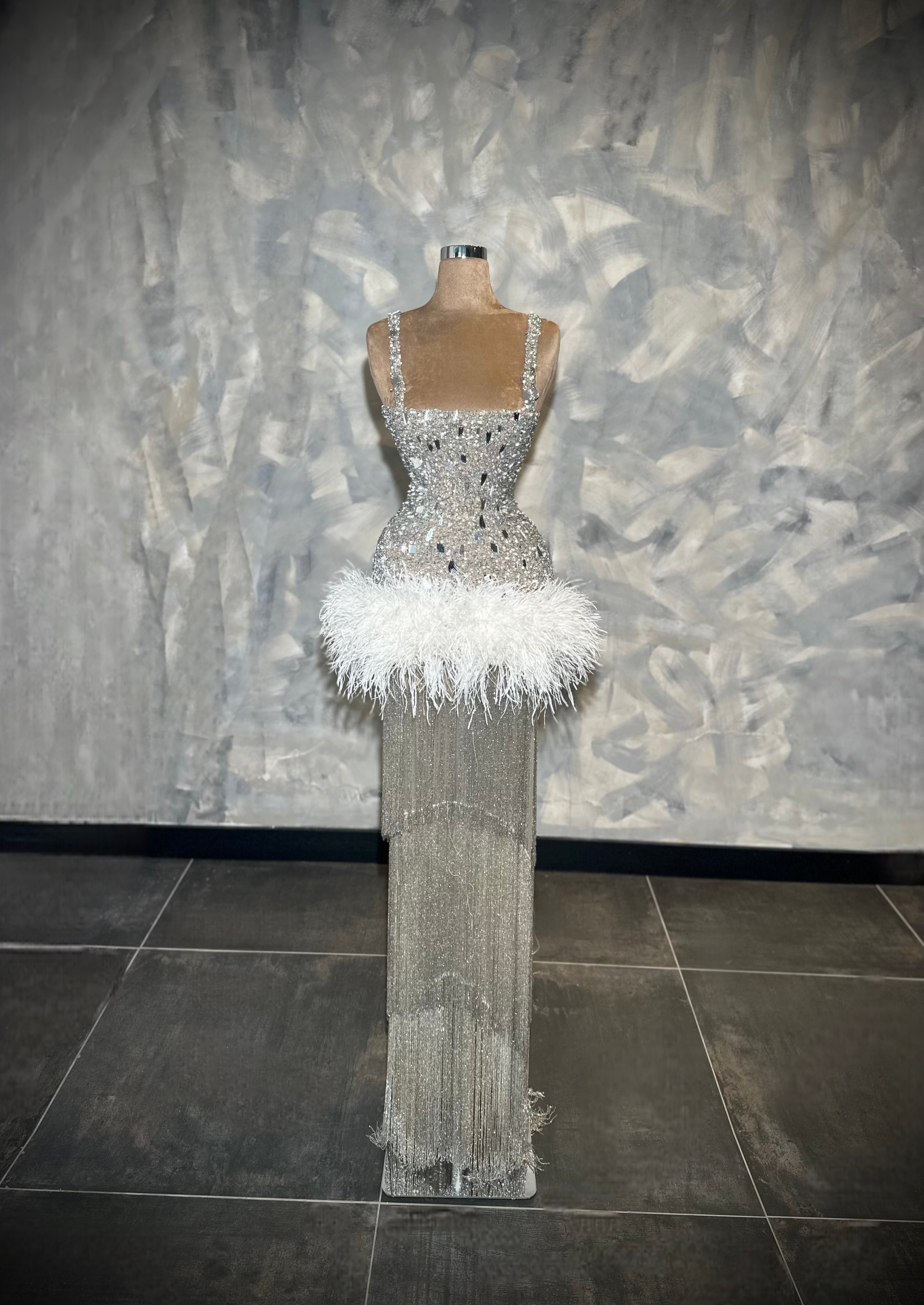 Alessa - Beaded Feather Gown