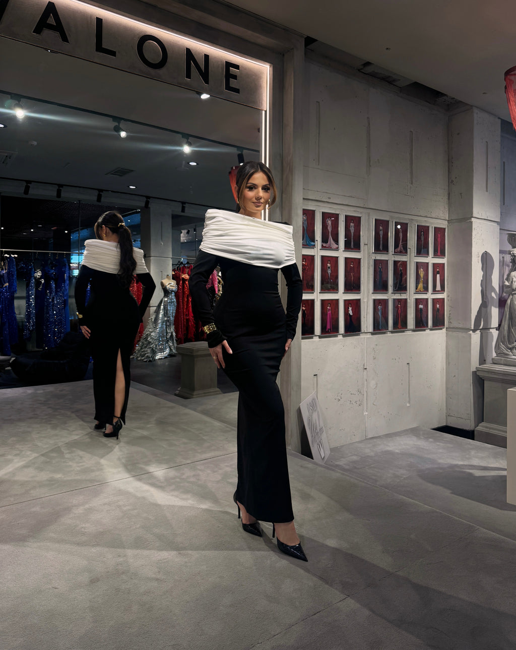 Black & White Midi Dress