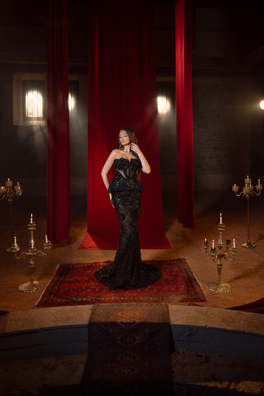 Elda - Floral Peplum Gown