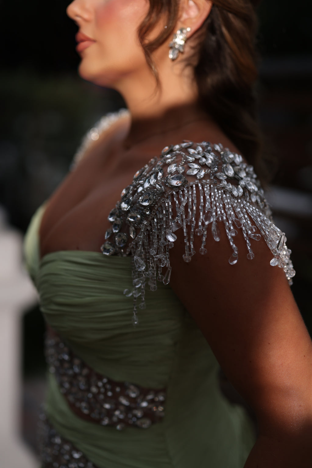 Adorá - Crystal Embellished Cut-Out Gown