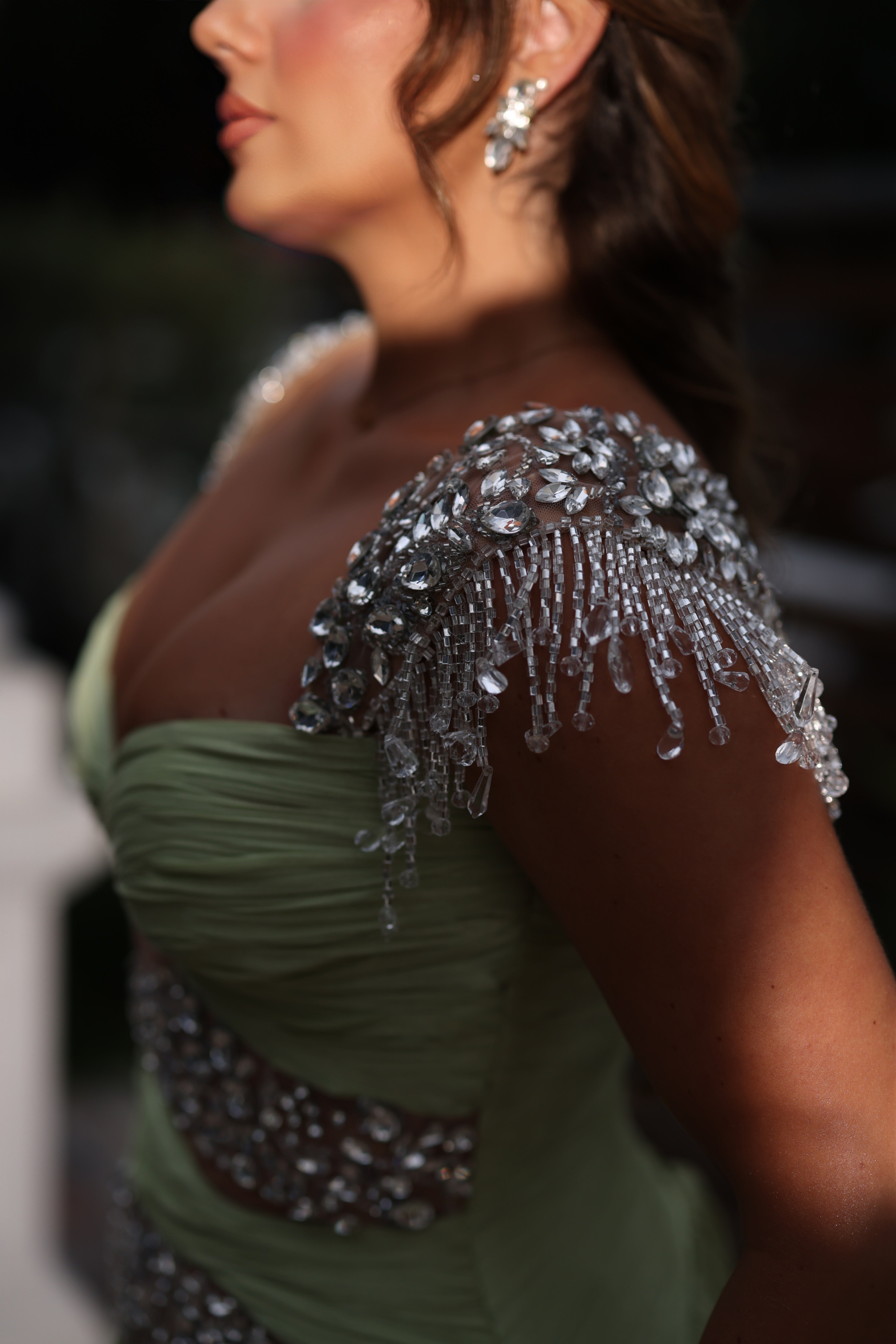 Adorá - Crystal Embellished Cut-Out Gown