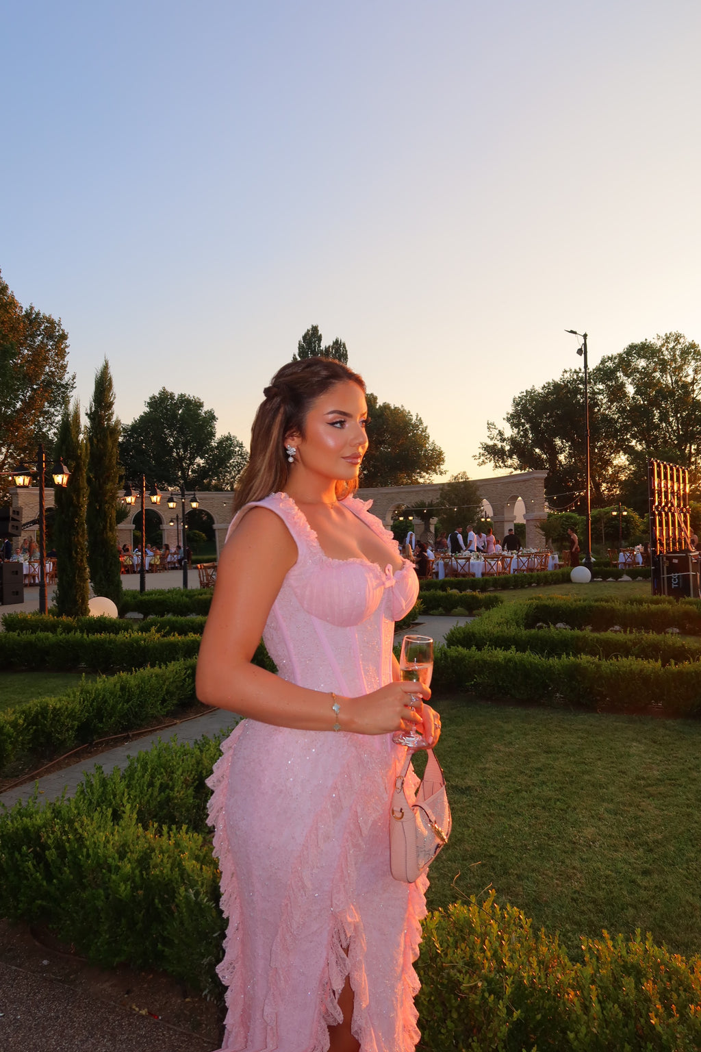 Anita - Ruffle slit gown