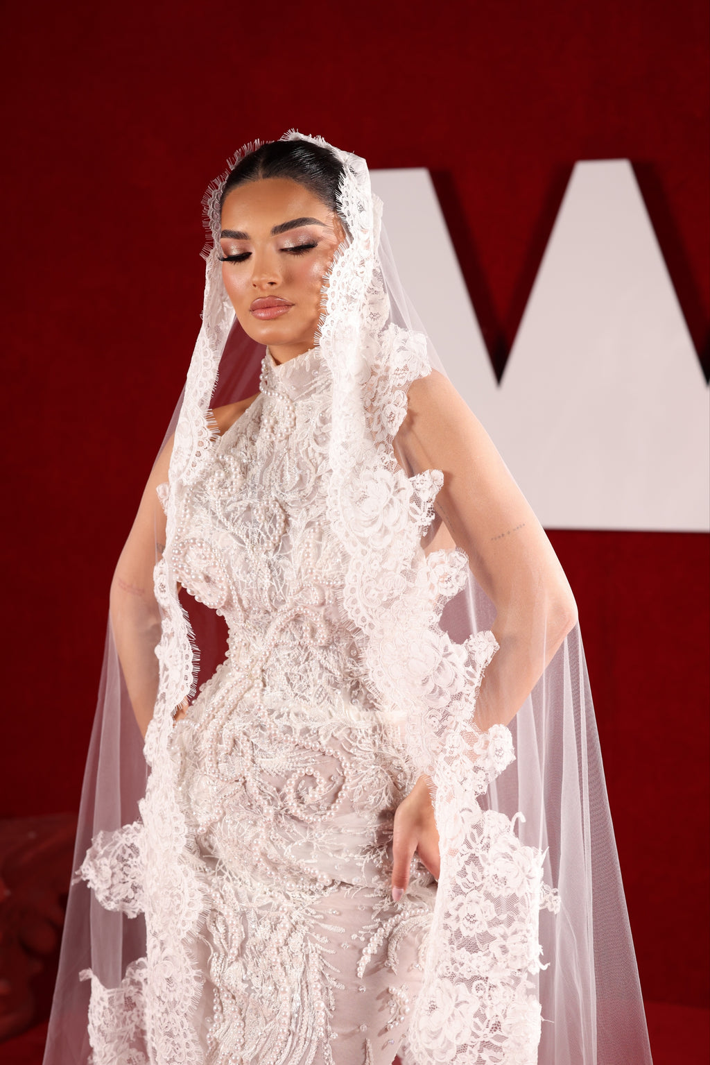 Nara - High Neck Lace Mermaid Gown