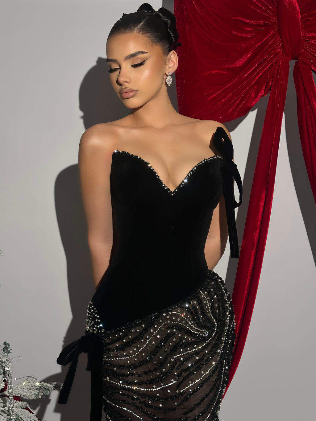 Nyelle - Black Crystal Embellished Gown