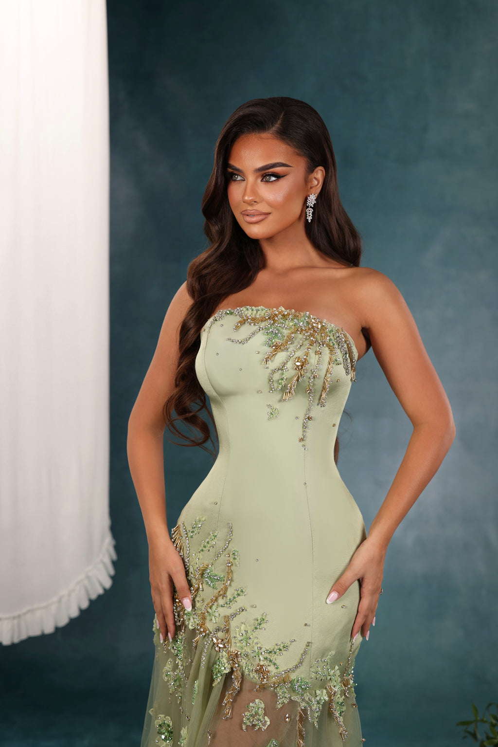 Roxandra - Floral Appliqué Tulle Gown