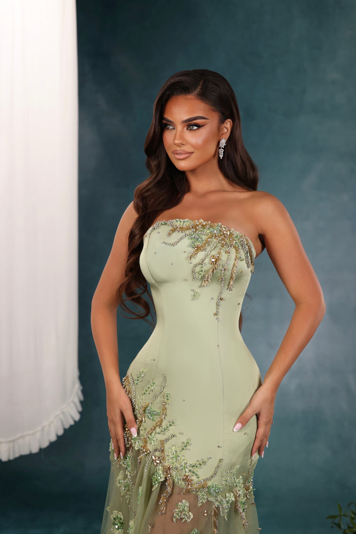 Roxandra - Floral Appliqué Tulle Gown