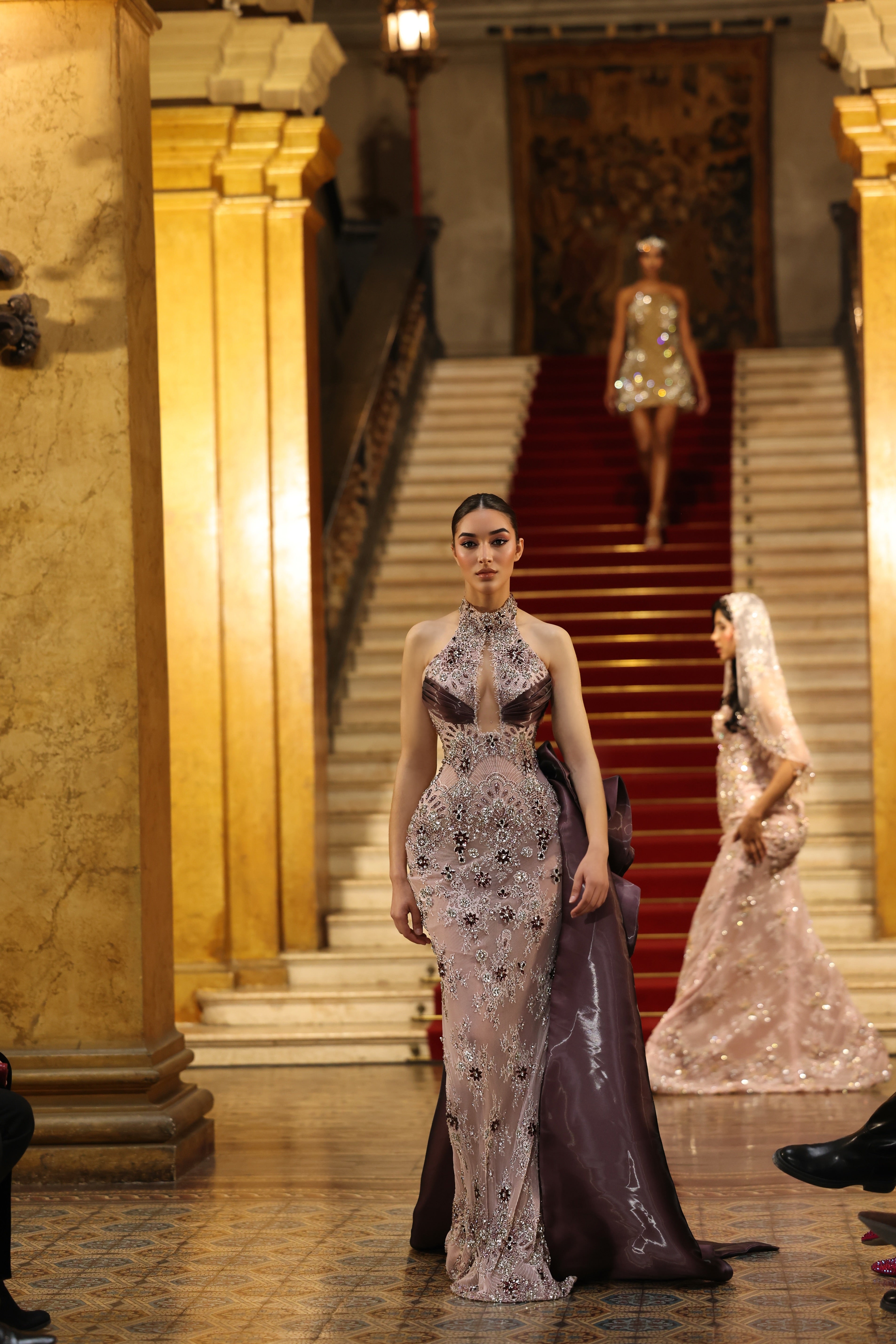 Enola - Crystal Floral Halter Gown