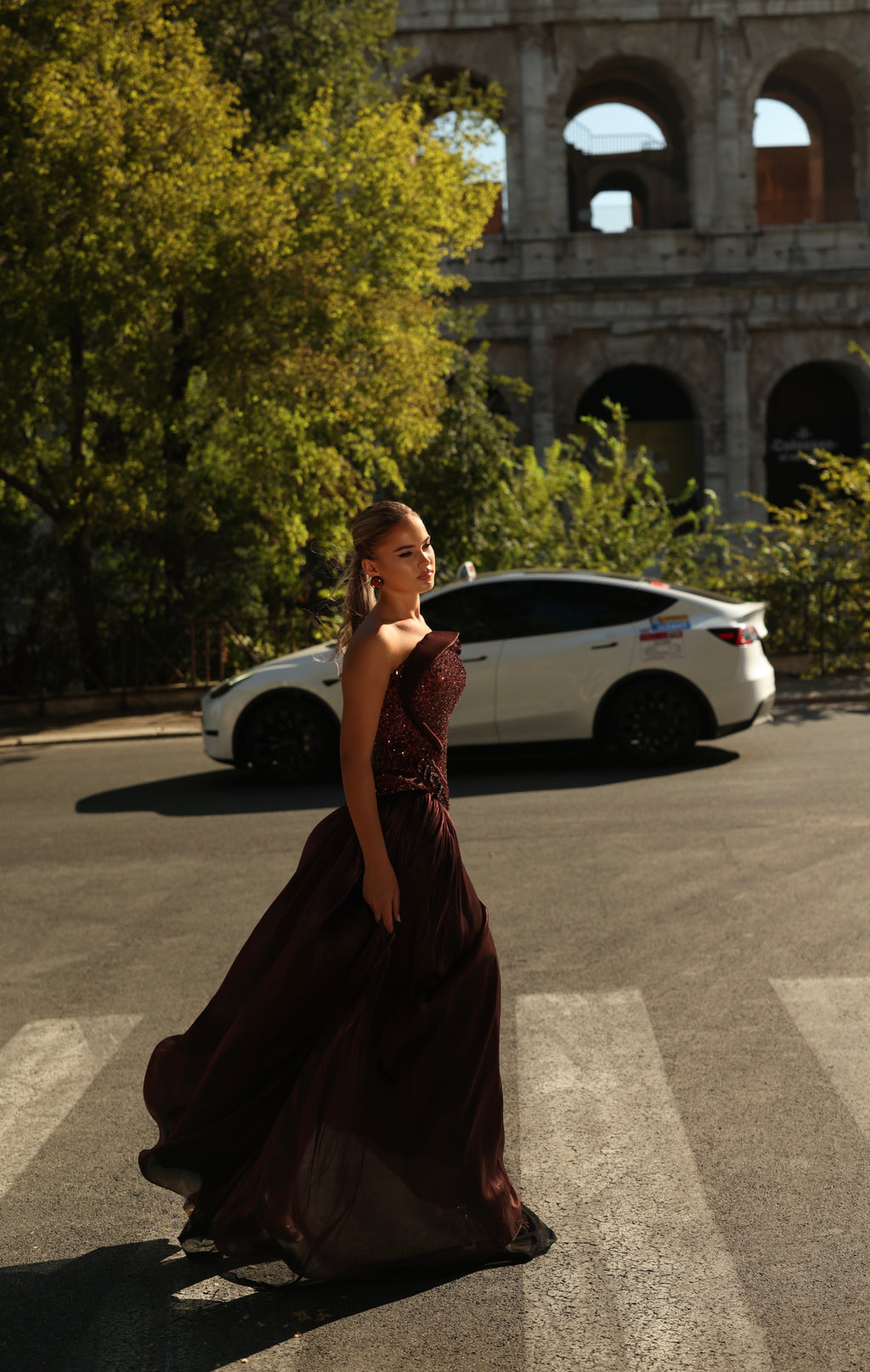Olisa - Asymmetrical embellished chiffon gown