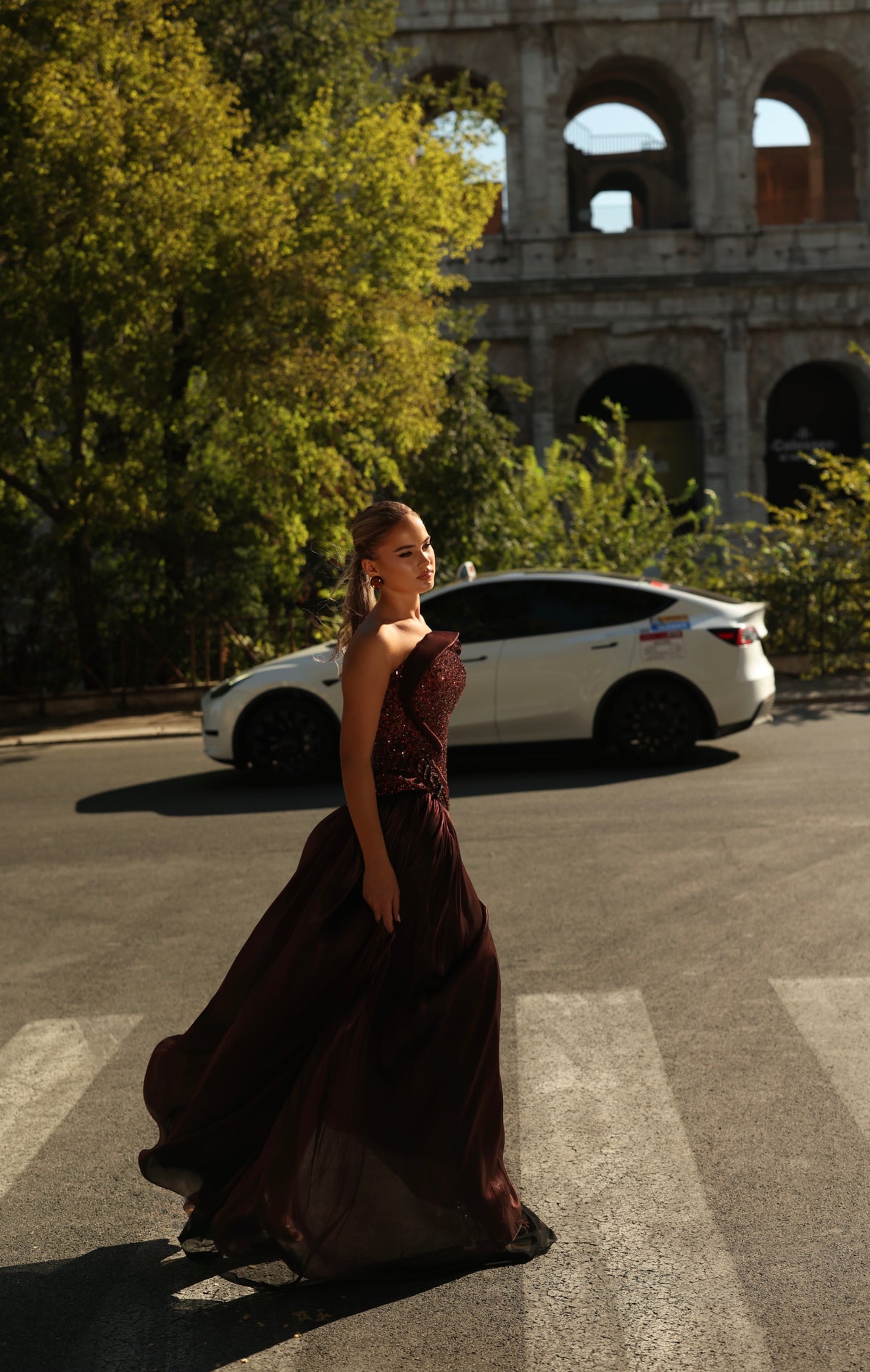 Olisa - Asymmetrical embellished chiffon gown