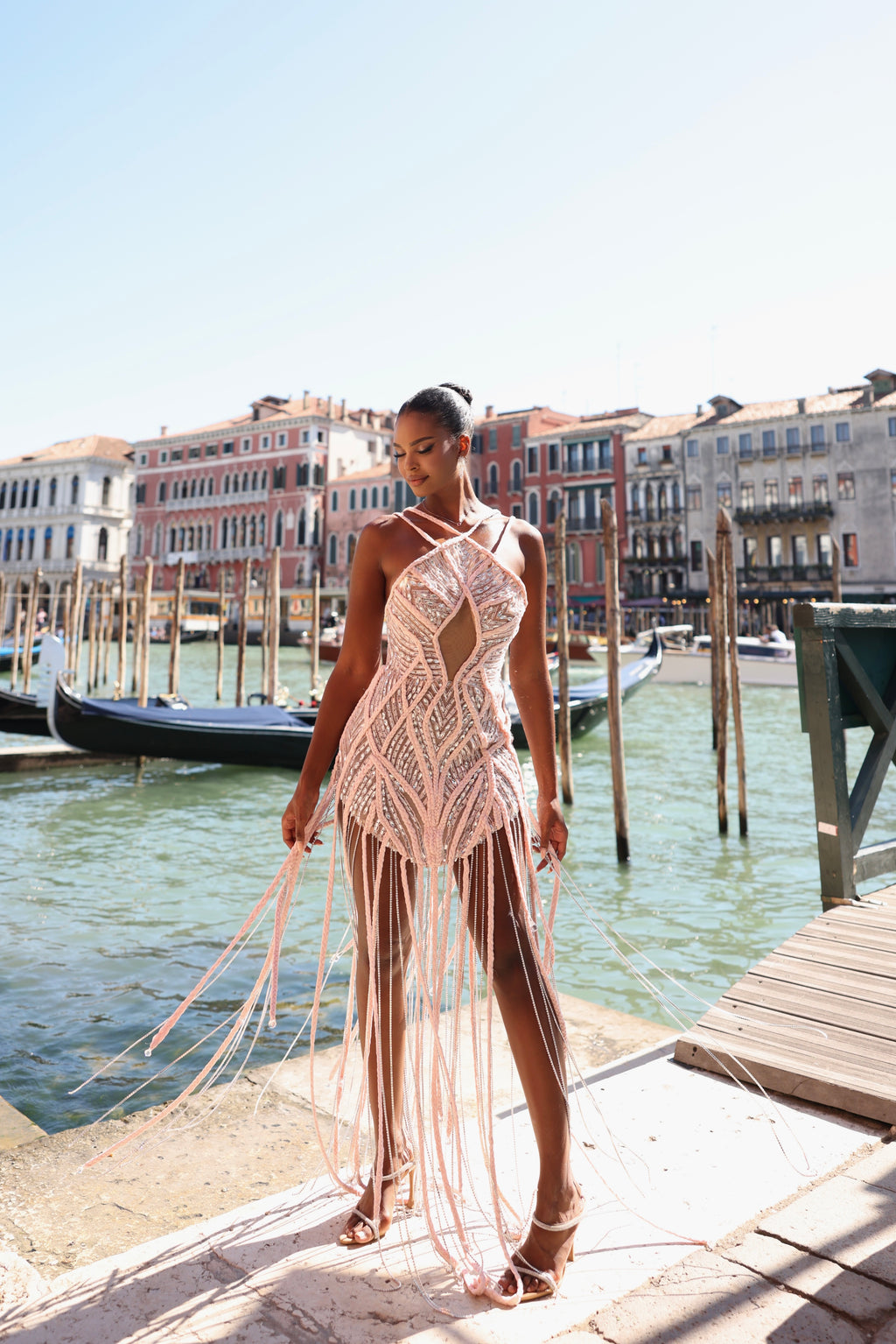 Maristella - Beaded Fringe Mini Dress