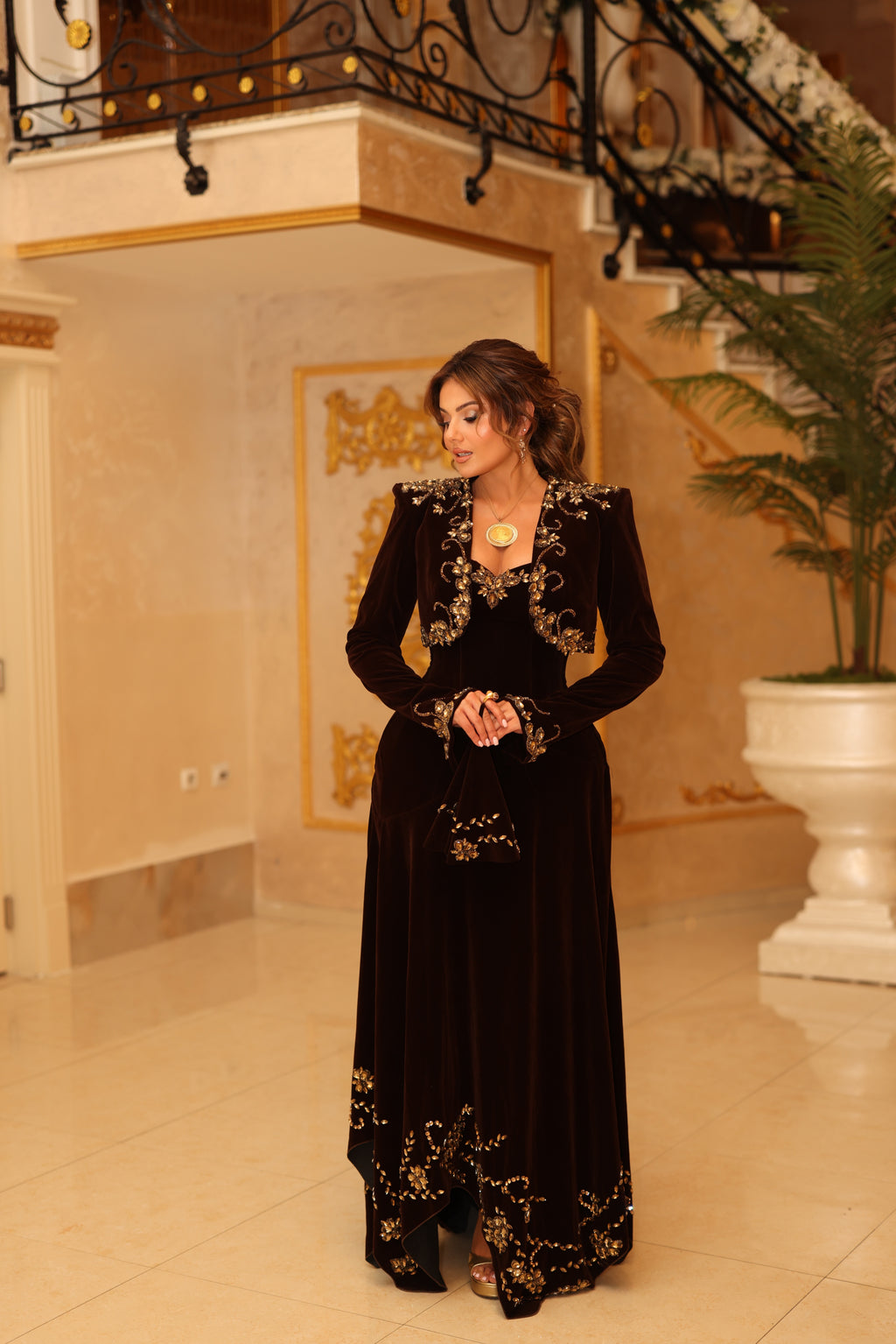 Andronika - Embellished Velvet Gown