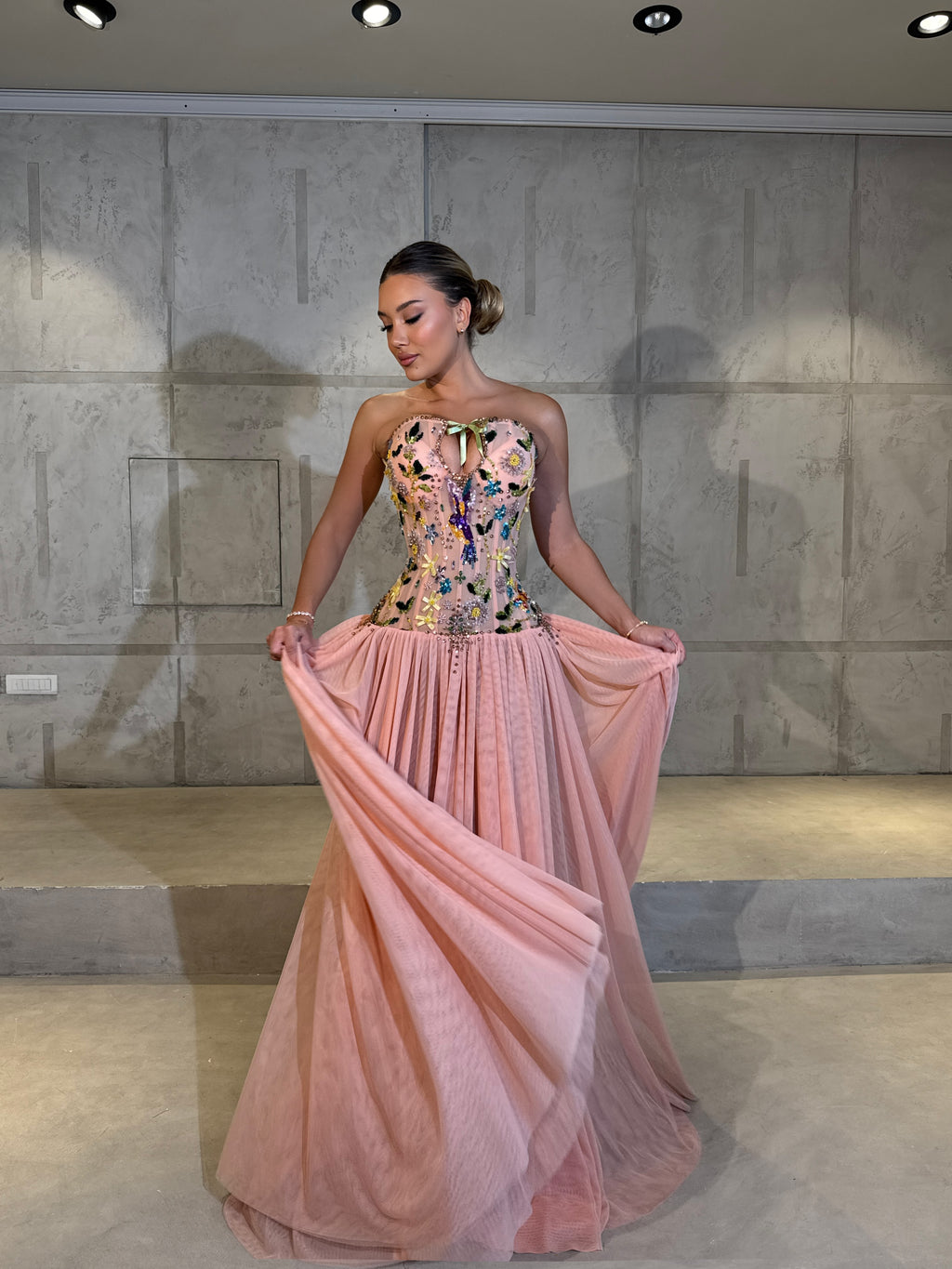 Florèa - Pink Gown with 3D Floral Embellishments