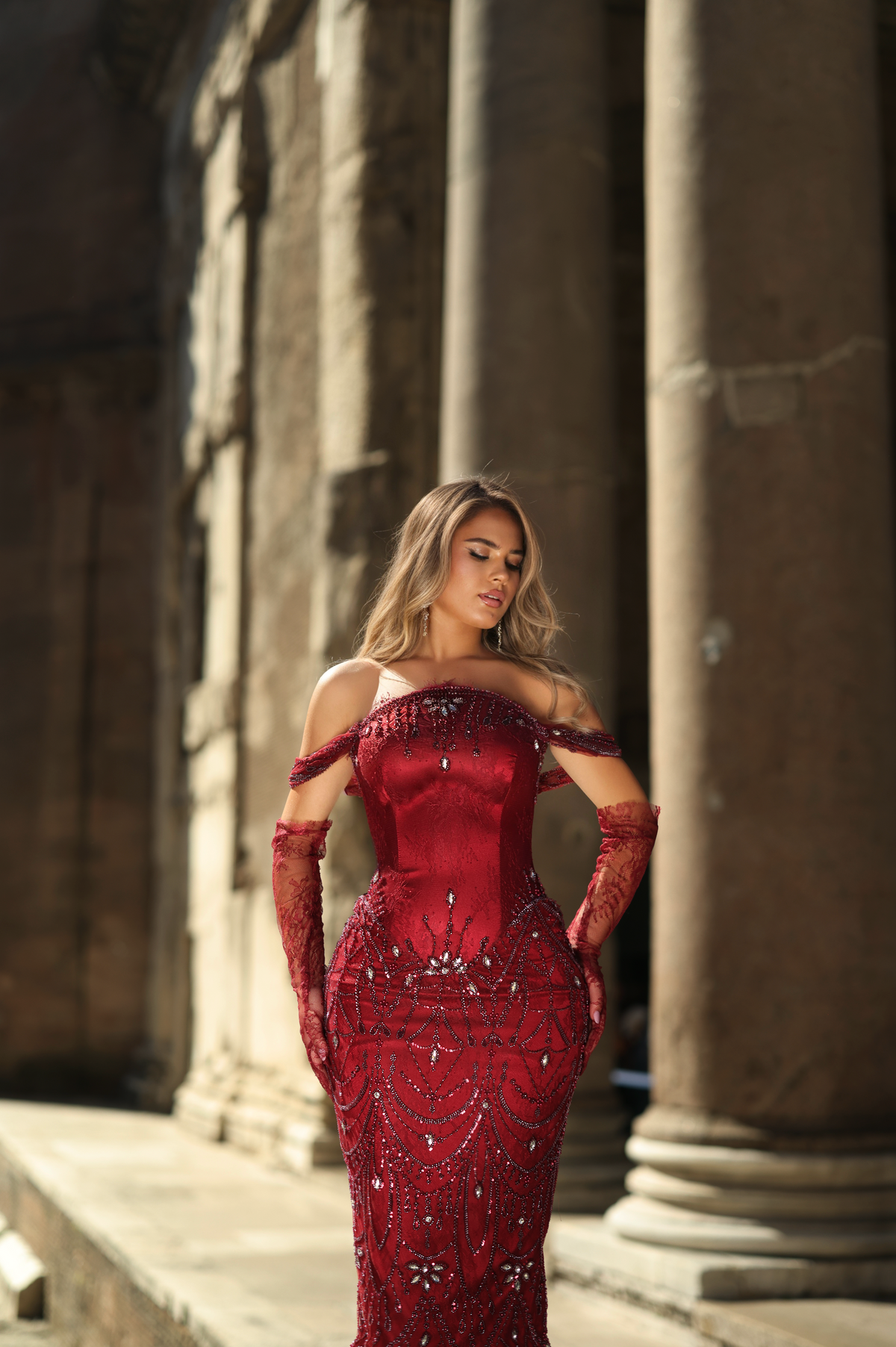 Giulietta - Beaded drape fitted dress