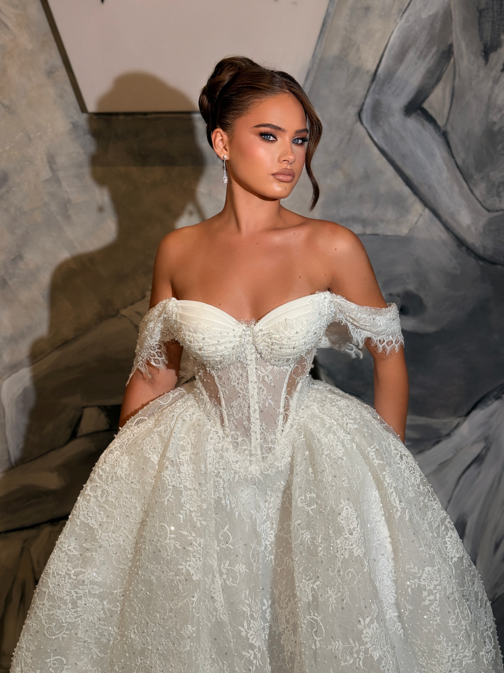 Monea - Off shoulder lace corset gown
