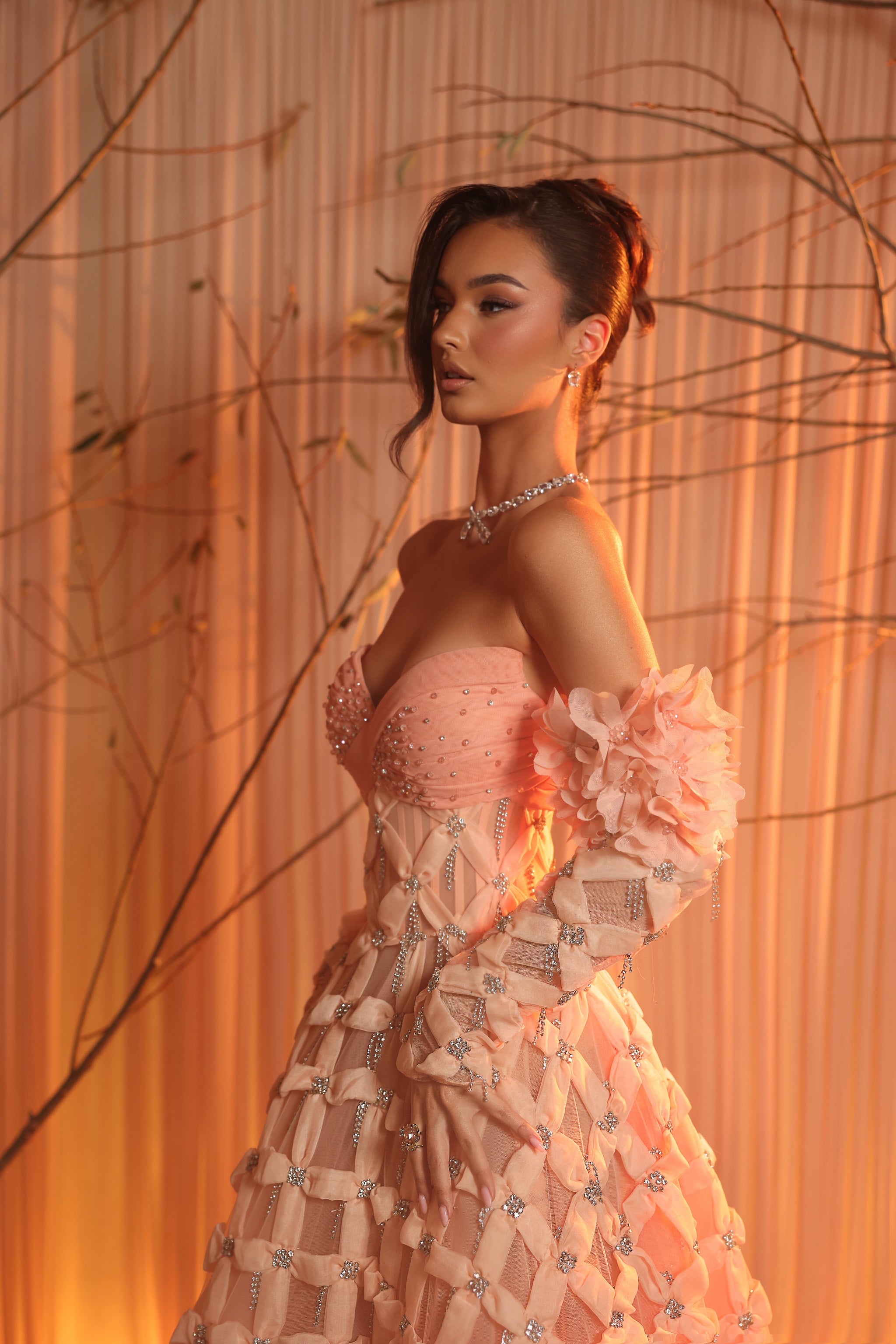 Elyara - Strapless Pink Ball Gown