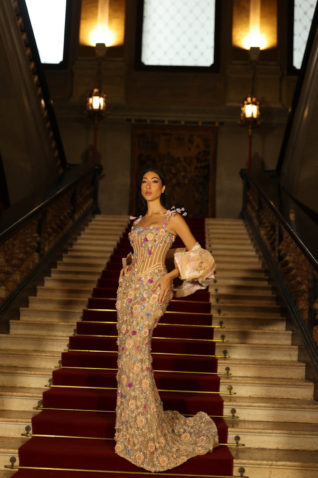Triana - Floral Embroidered Gown