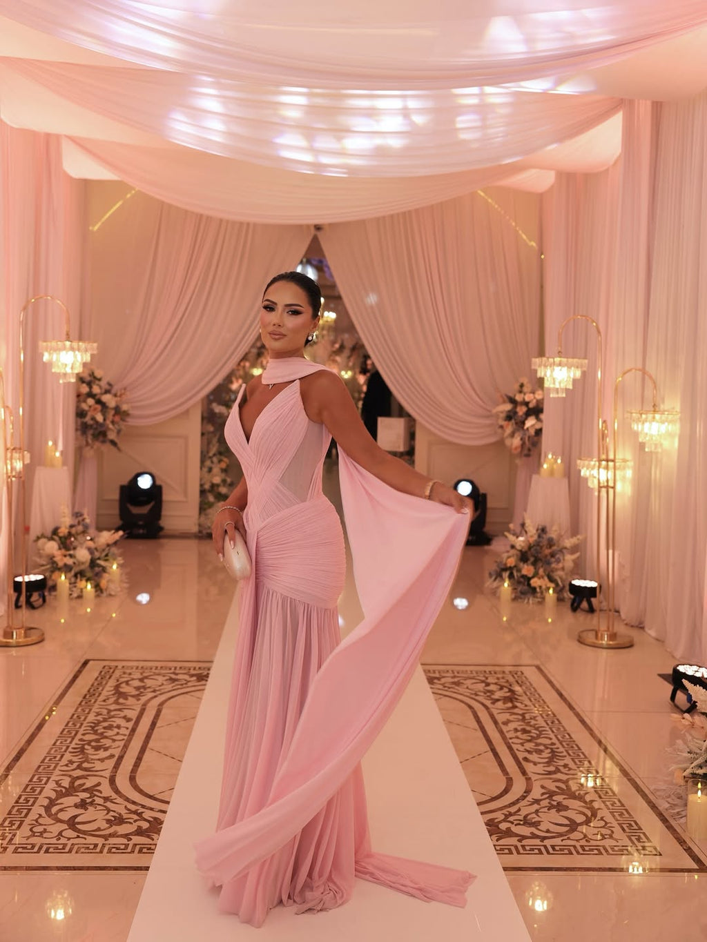 Niná - Blush Pink Draped Gown