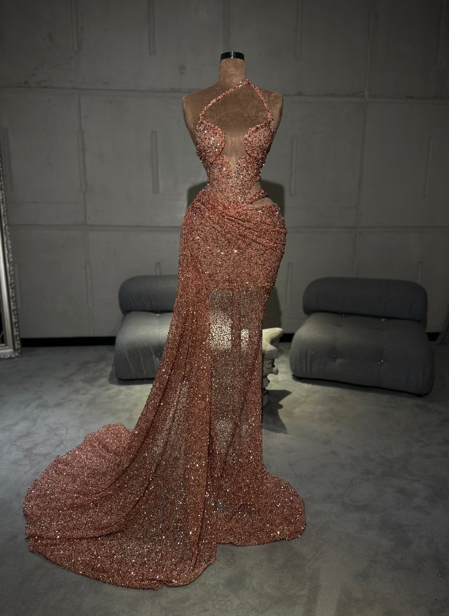 Kalyra - Asymmetric Crystal Gown Xs Kalyra - Asymmetric Crystal Gown Xs