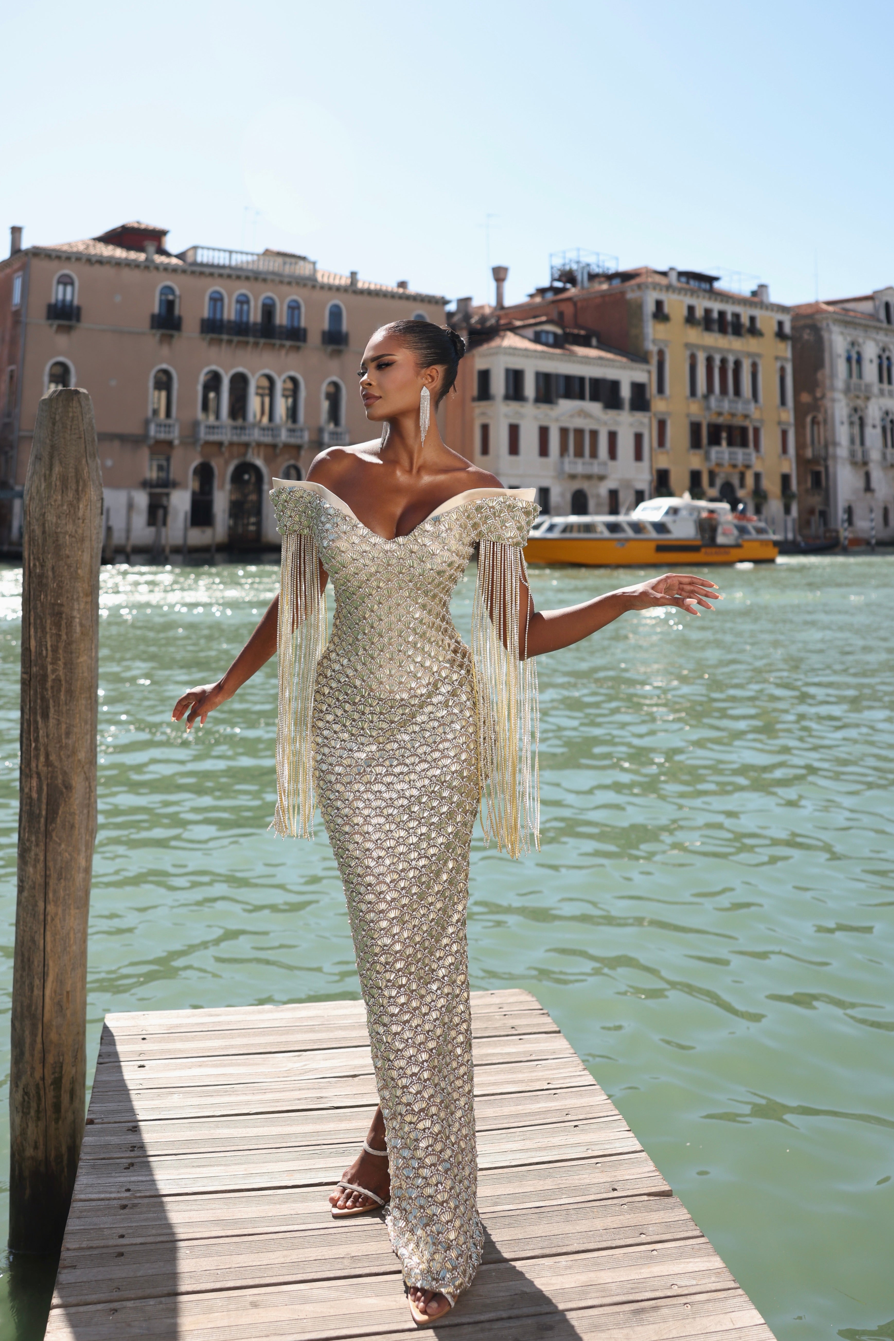 Elisara - Fringed Seashell Gown