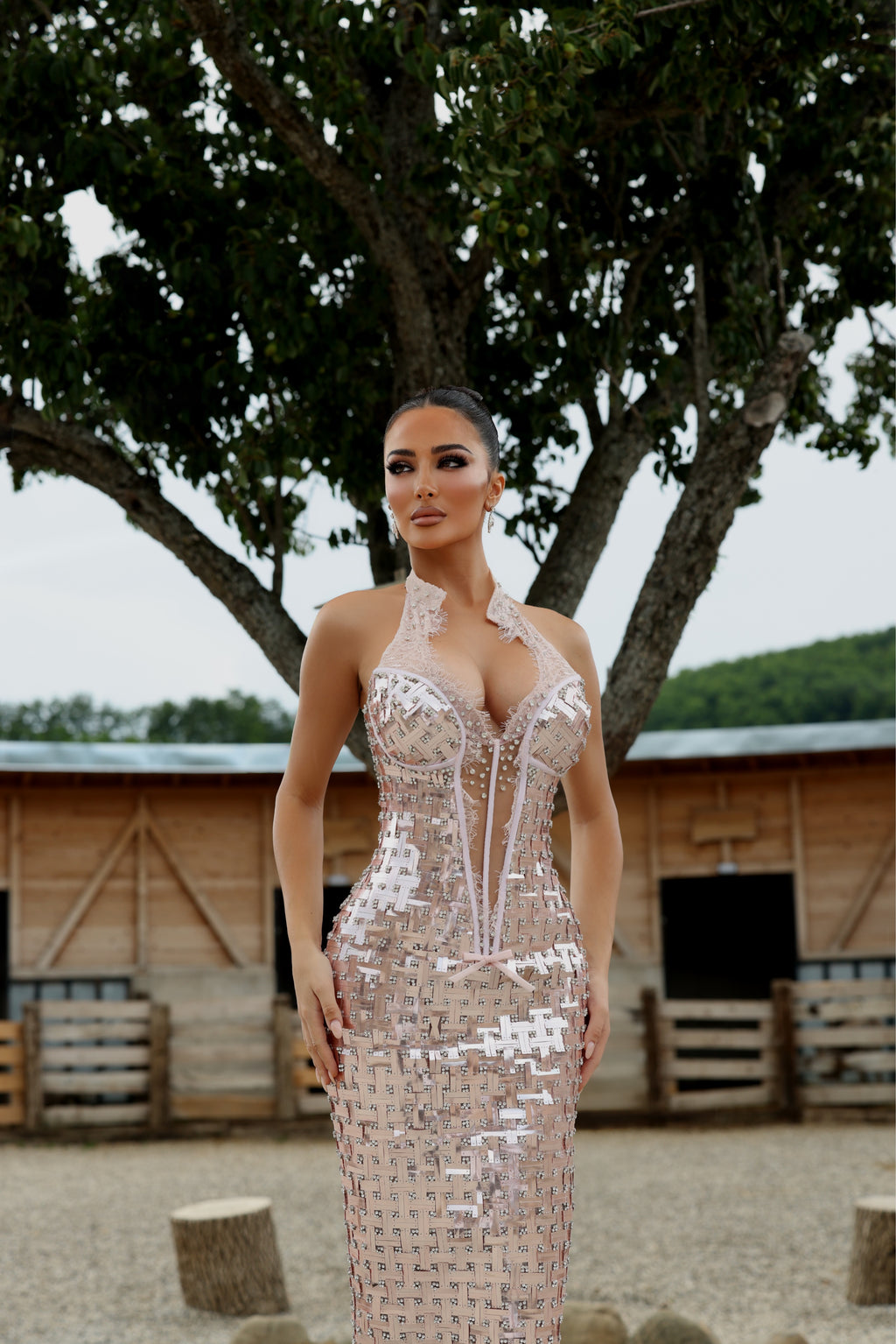 Nelia - Mirror Halter Gown