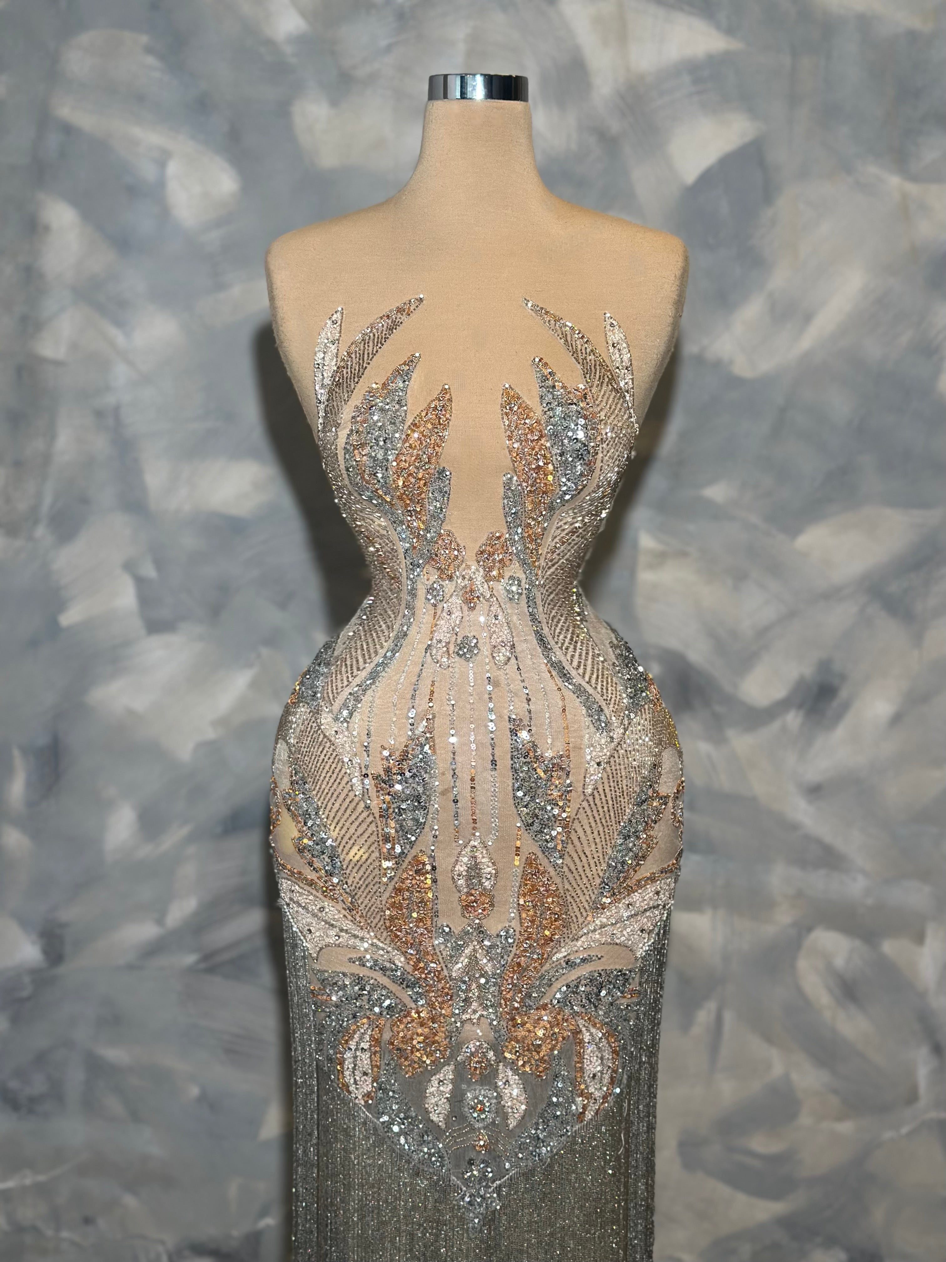 Kleoná - Crystal Fringe Gown