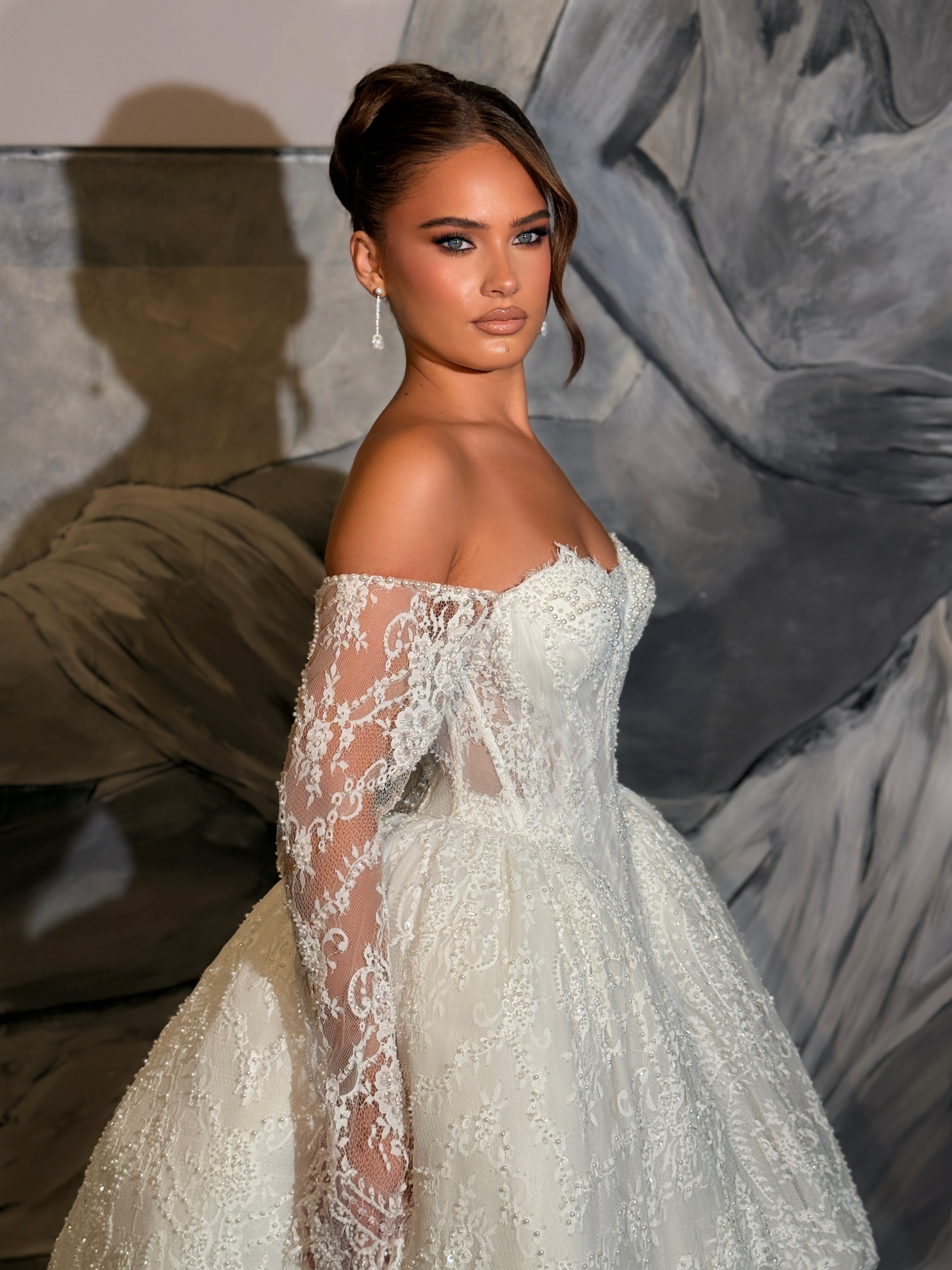 Inaya - Pearl sleeve bridal gown
