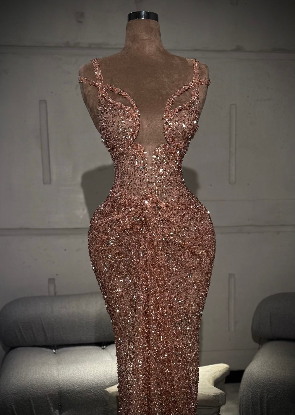 Aurelya - Rose Gold Crystal Gown Walone LLC Aurelya - Rose Gold Crystal Gown Walone LLC