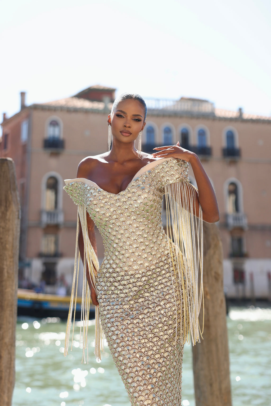 Elisara - Fringed Seashell Gown