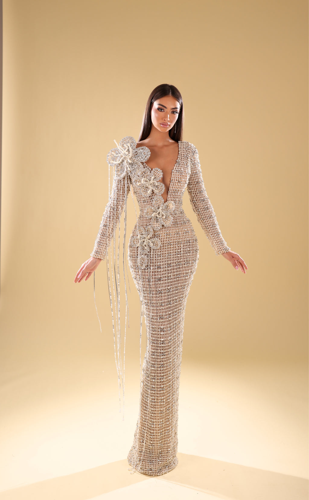 Tiana - Floral Embellished Lattice Gown