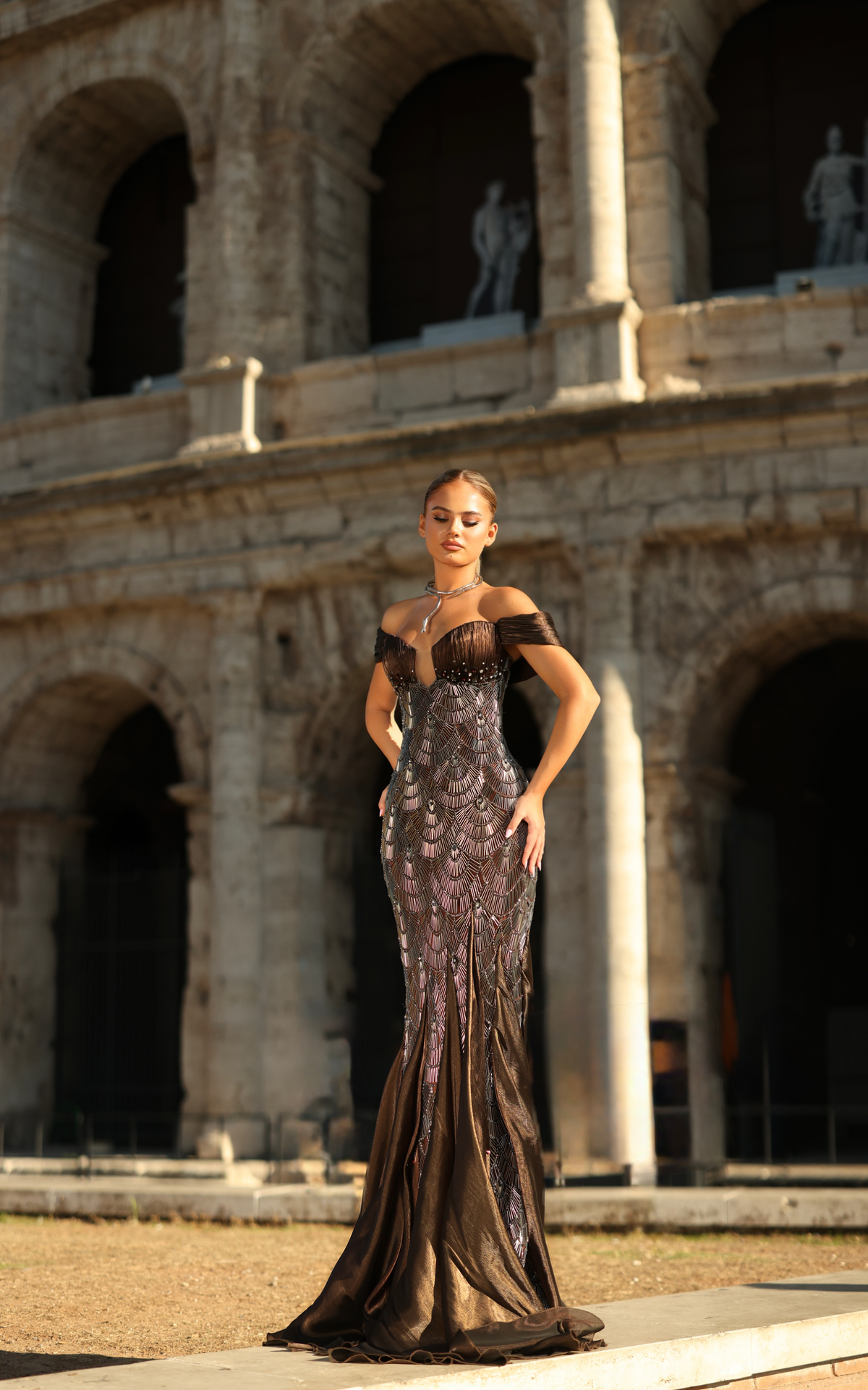 Erestina - Geometric beaded gown