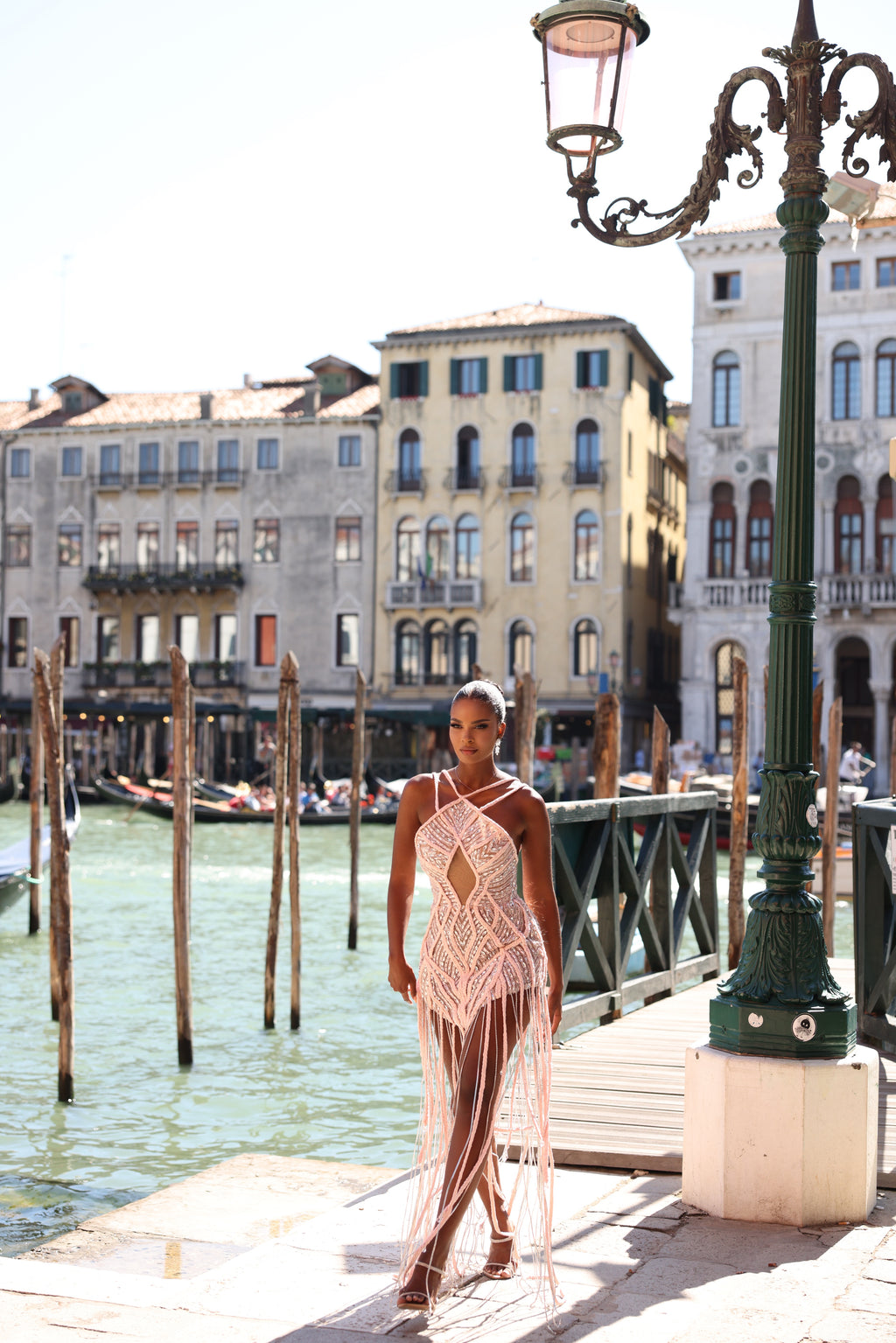 Maristella - Beaded Fringe Mini Dress