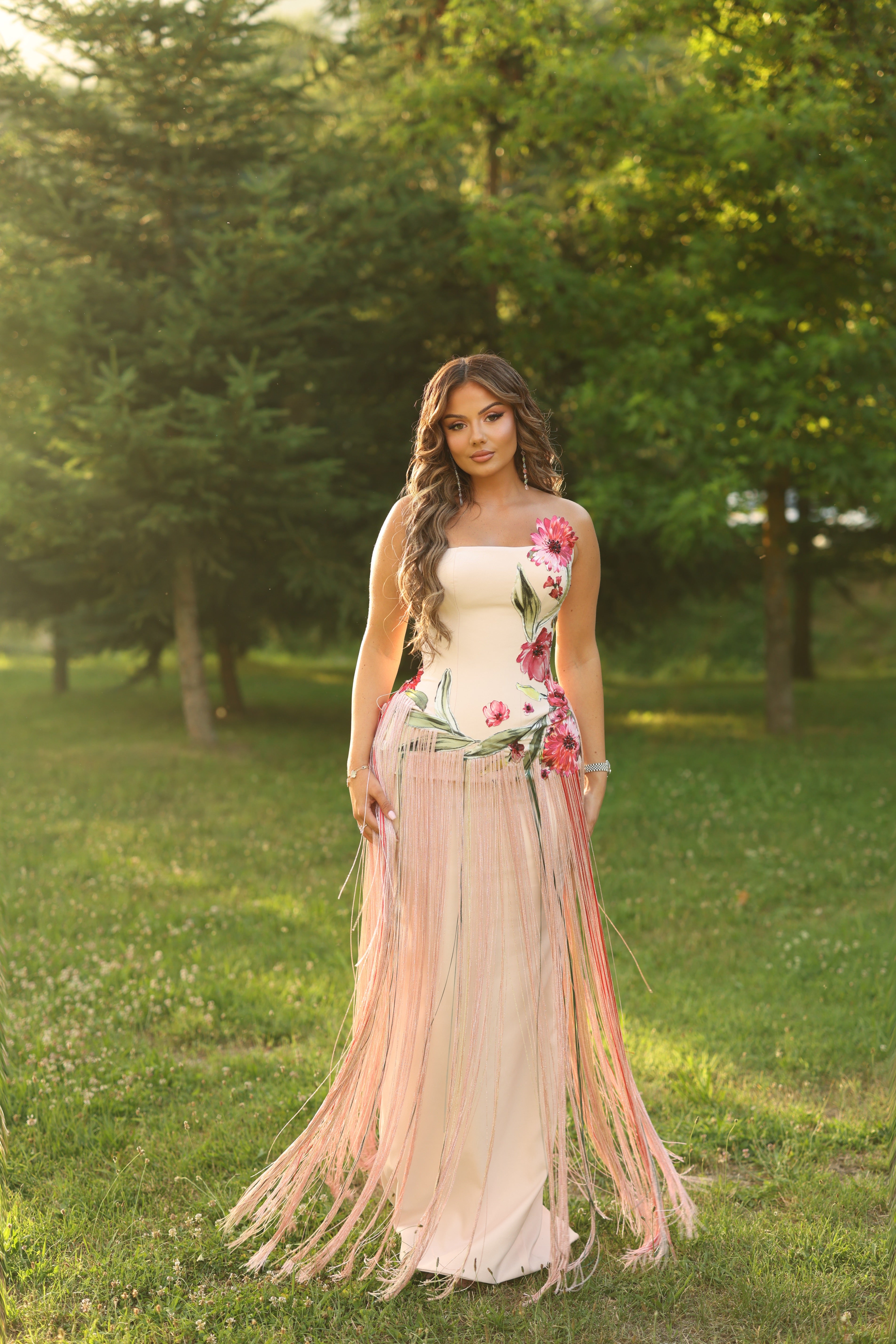 Maila - Botanical Fringe Gown