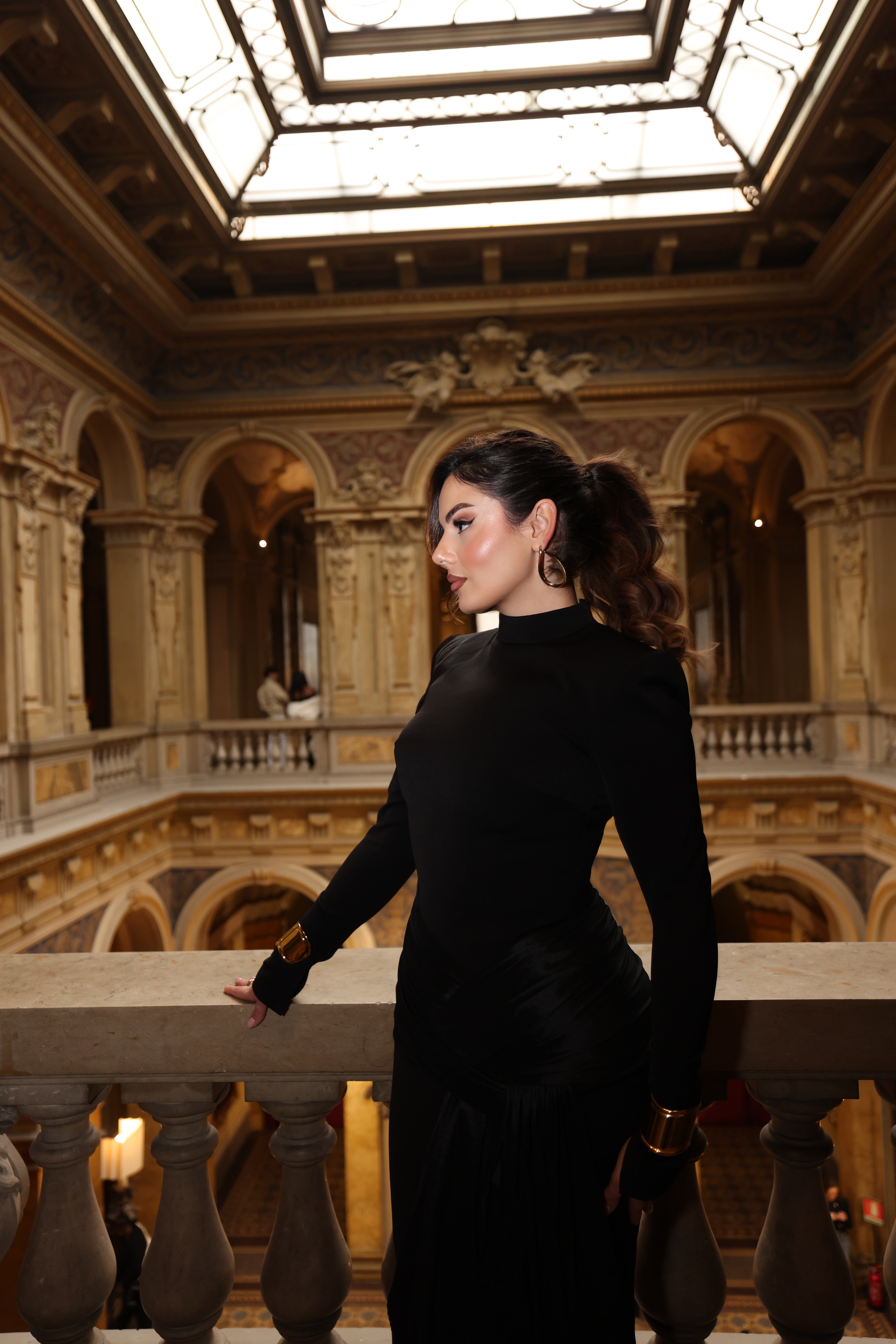 Renata - High Neck Draped Gown