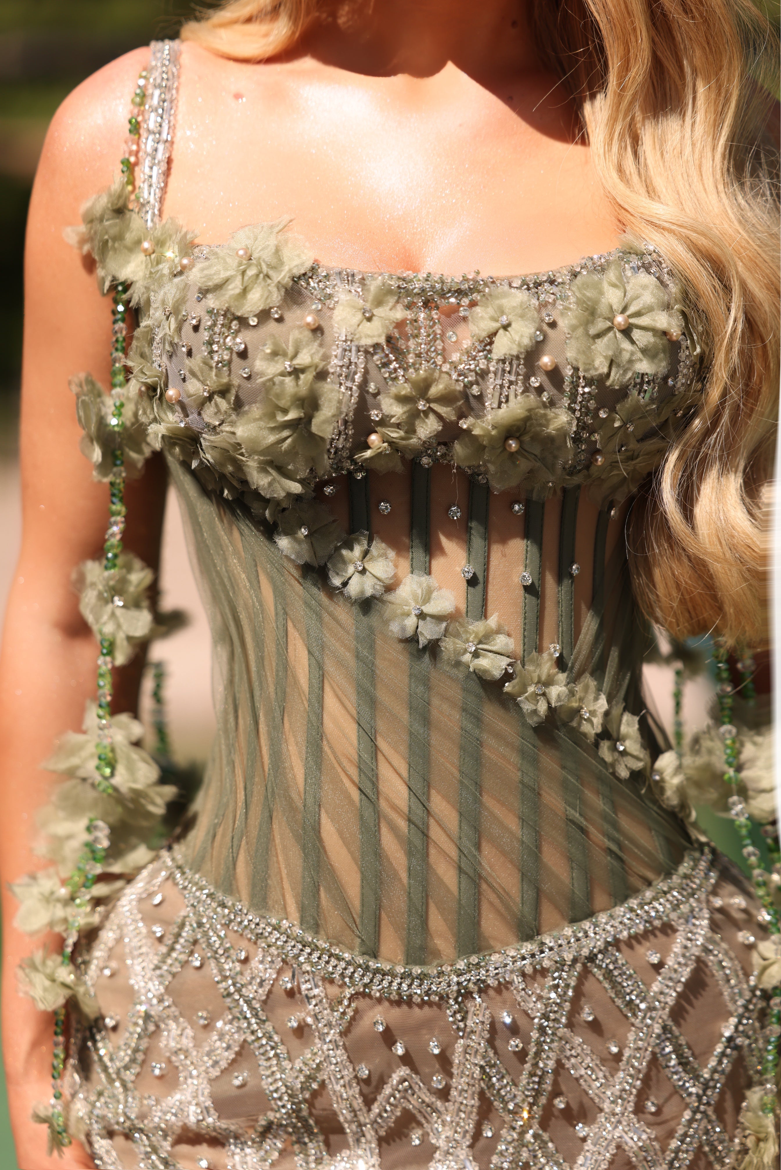 Lantana - Floral Crystal Corset Gown