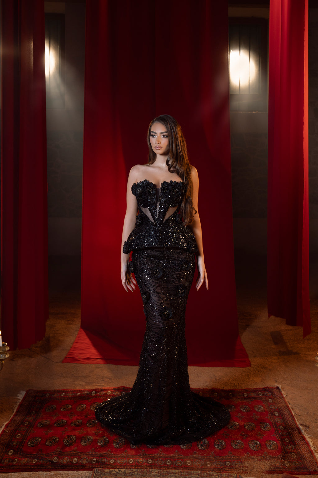 Elda - Floral Peplum Gown