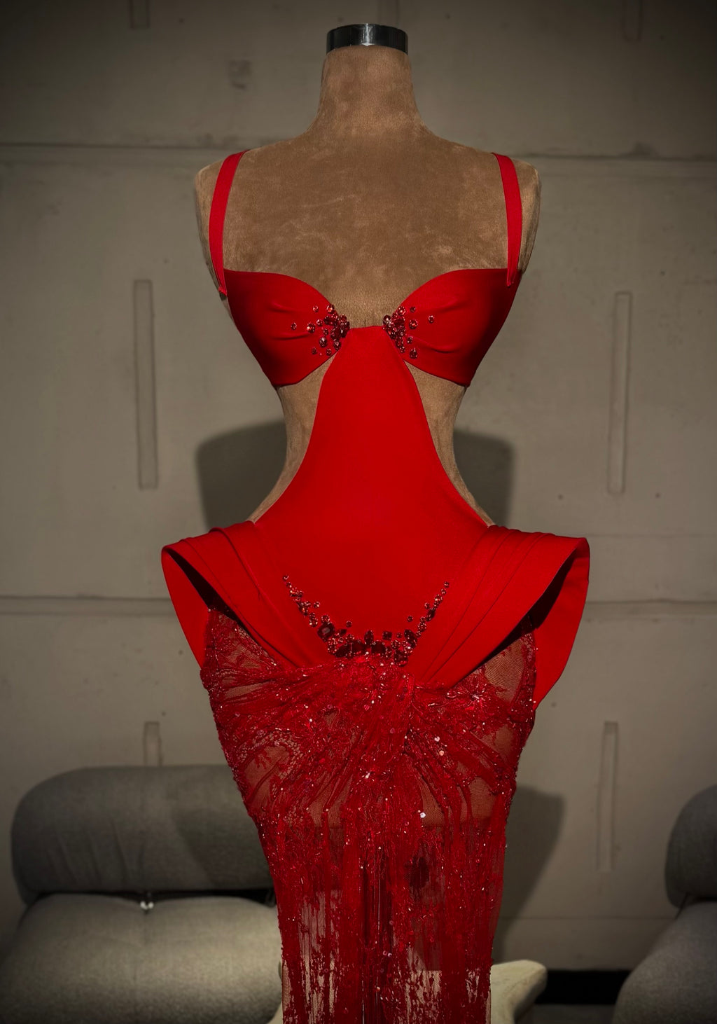 Erana - Red Gown with side cut outs