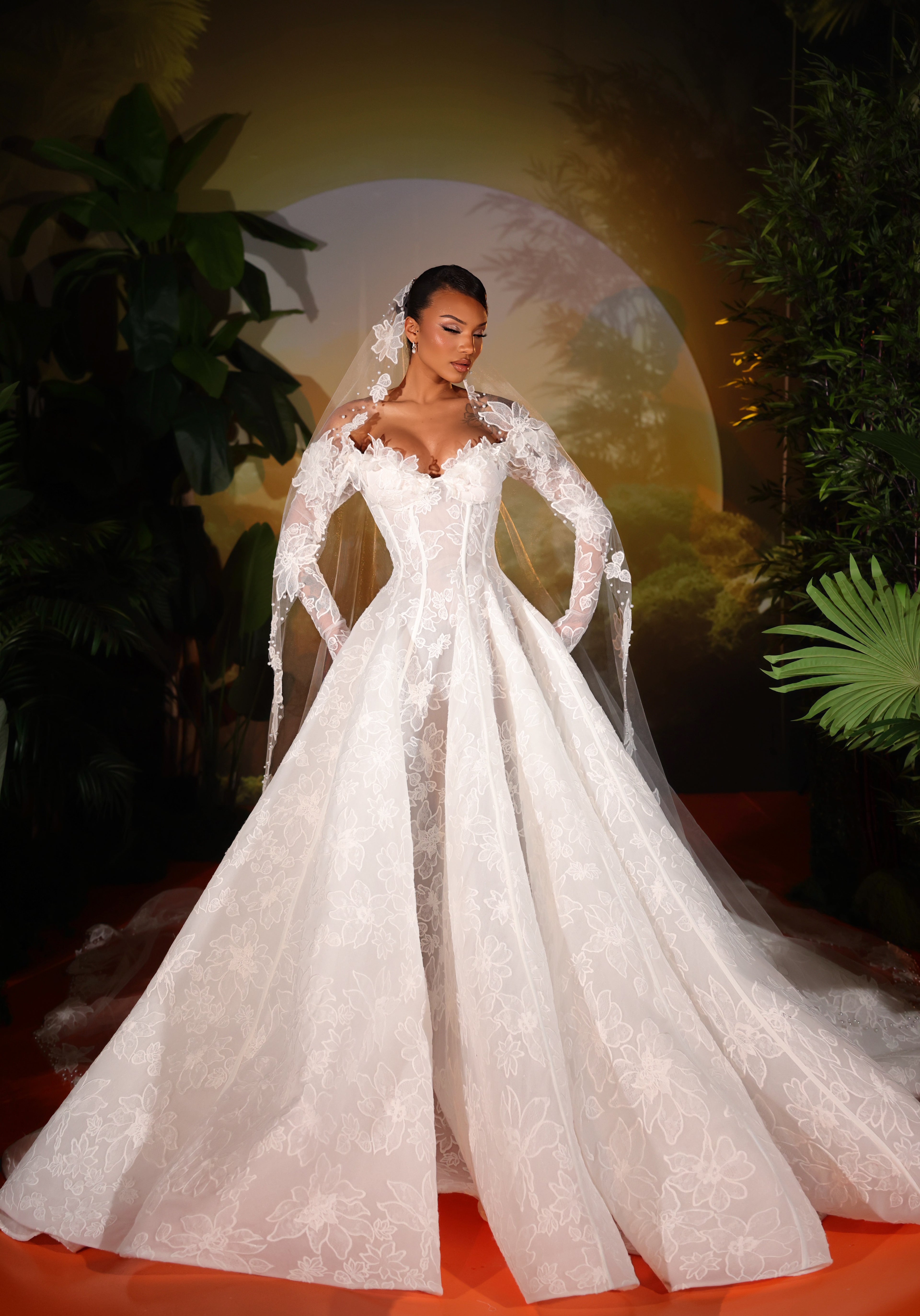 Ardessa- Off Shoulder Floral Lace Gown