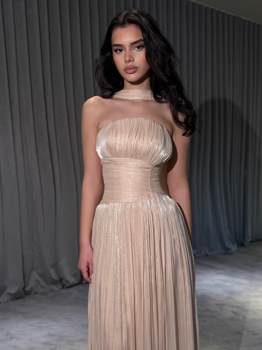 Althea - Strapless Gown with Neck Scarf Detail