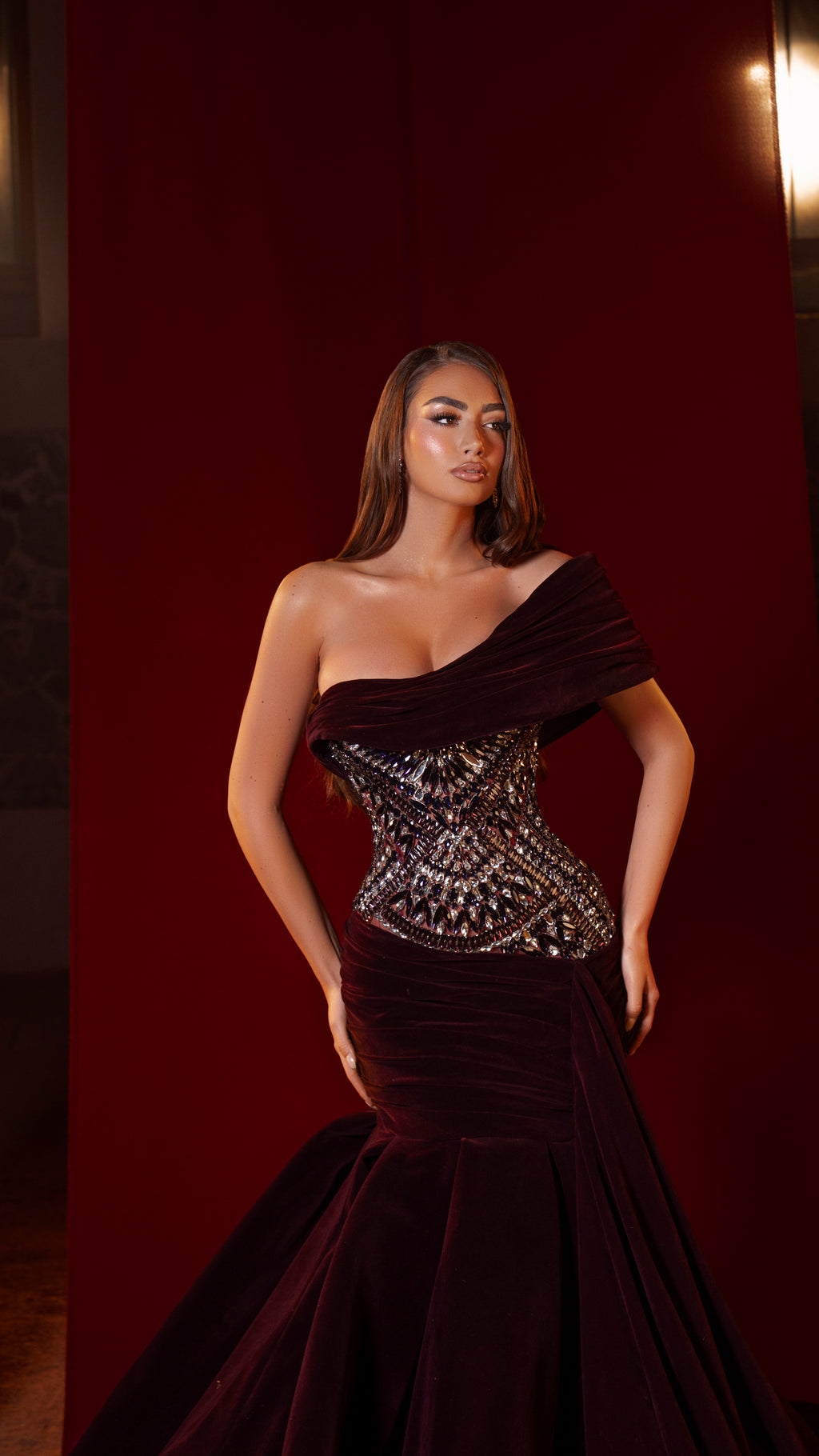 Mathilda - Draped Crystal Gown