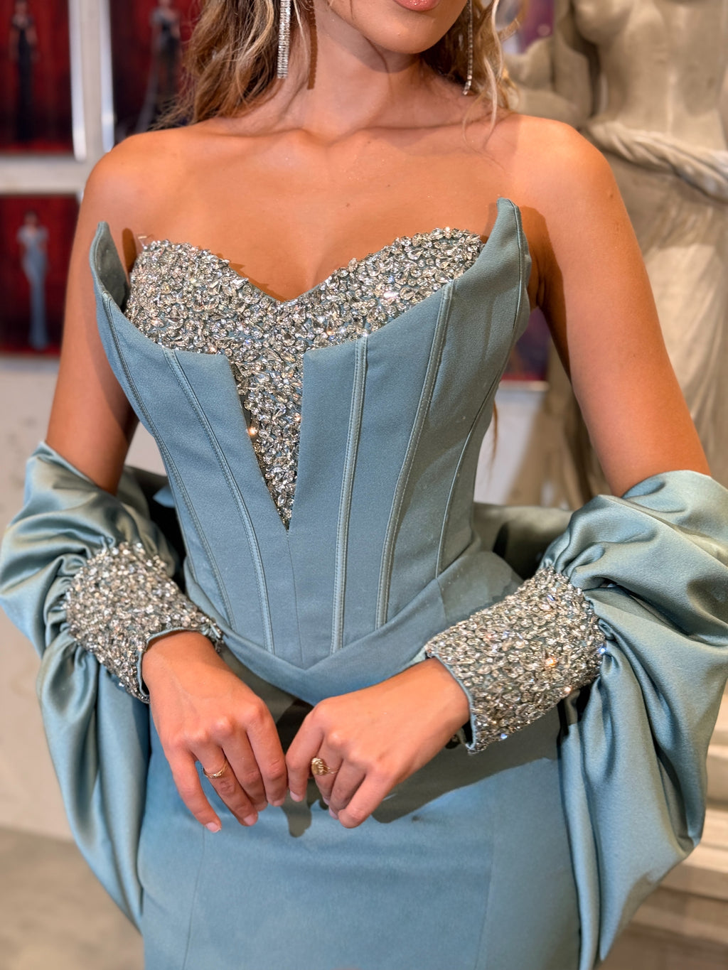 Alina - Crystal Sleeve Gown