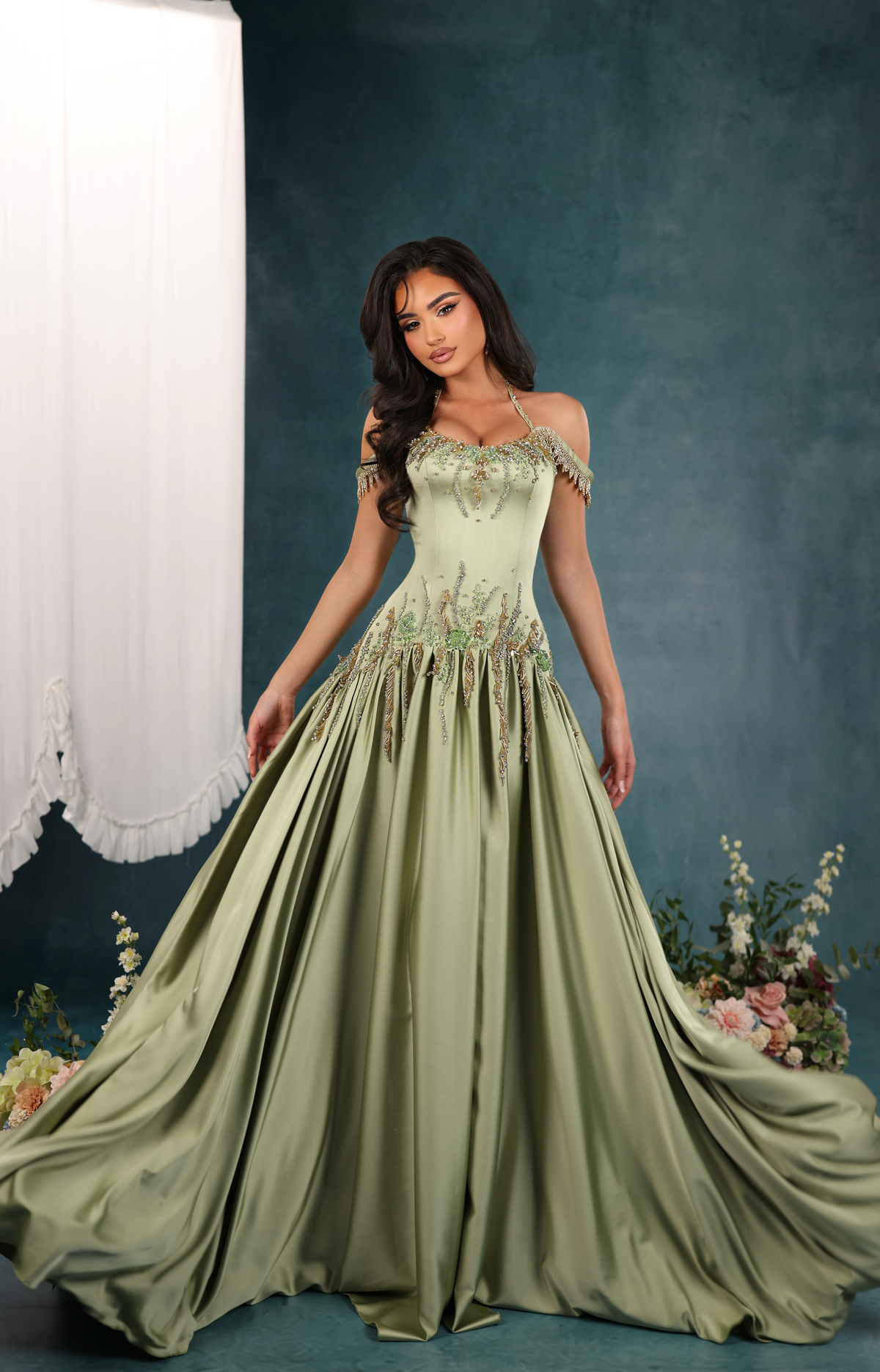 Danira - Embellished Drop Waist Gown