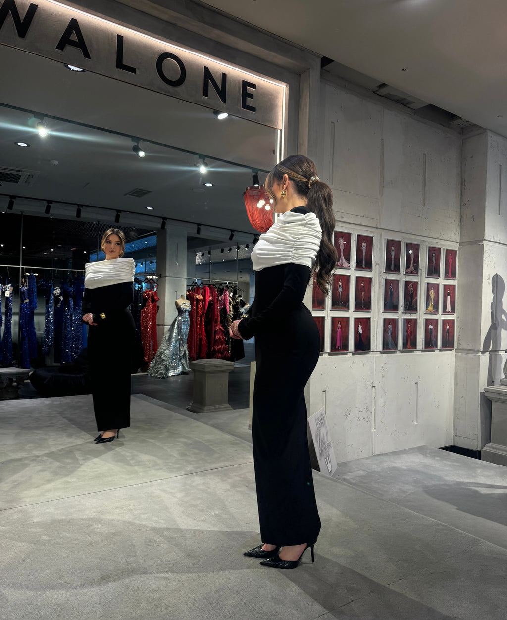 Black & White Midi Dress