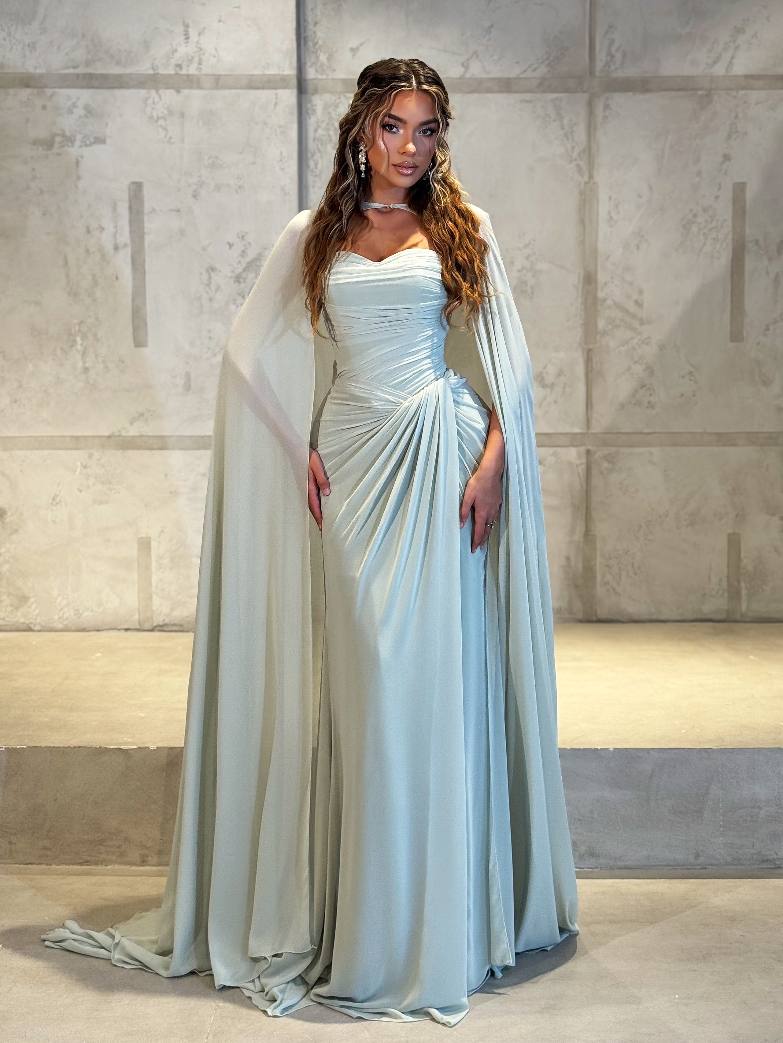 Elora - Draped Cape Gown