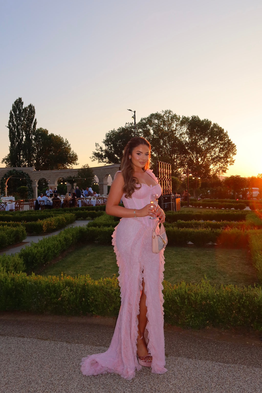 Anita - Ruffle slit gown