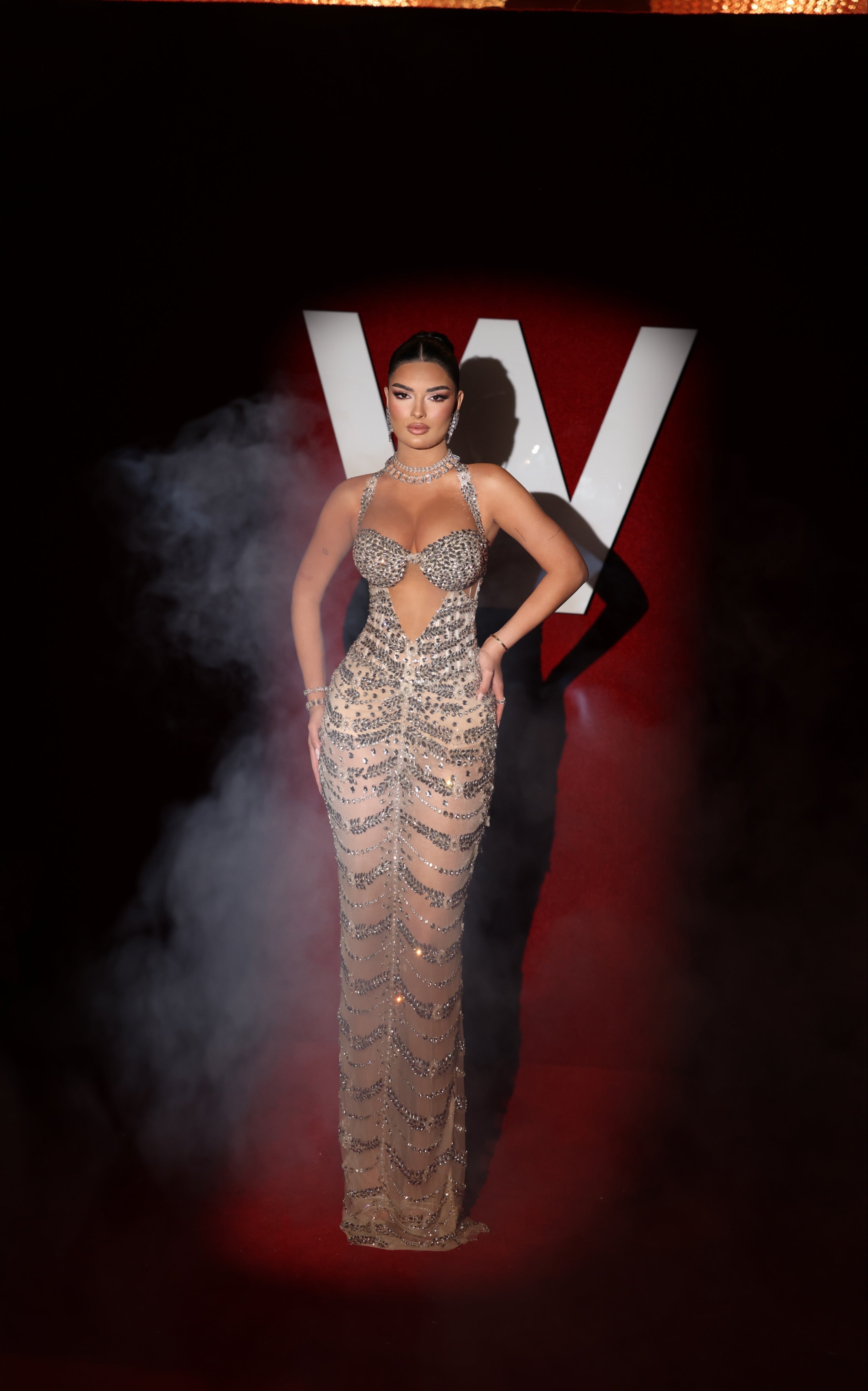 Bethany - Crystal Embellished Halter Cutout Mermaid Gown