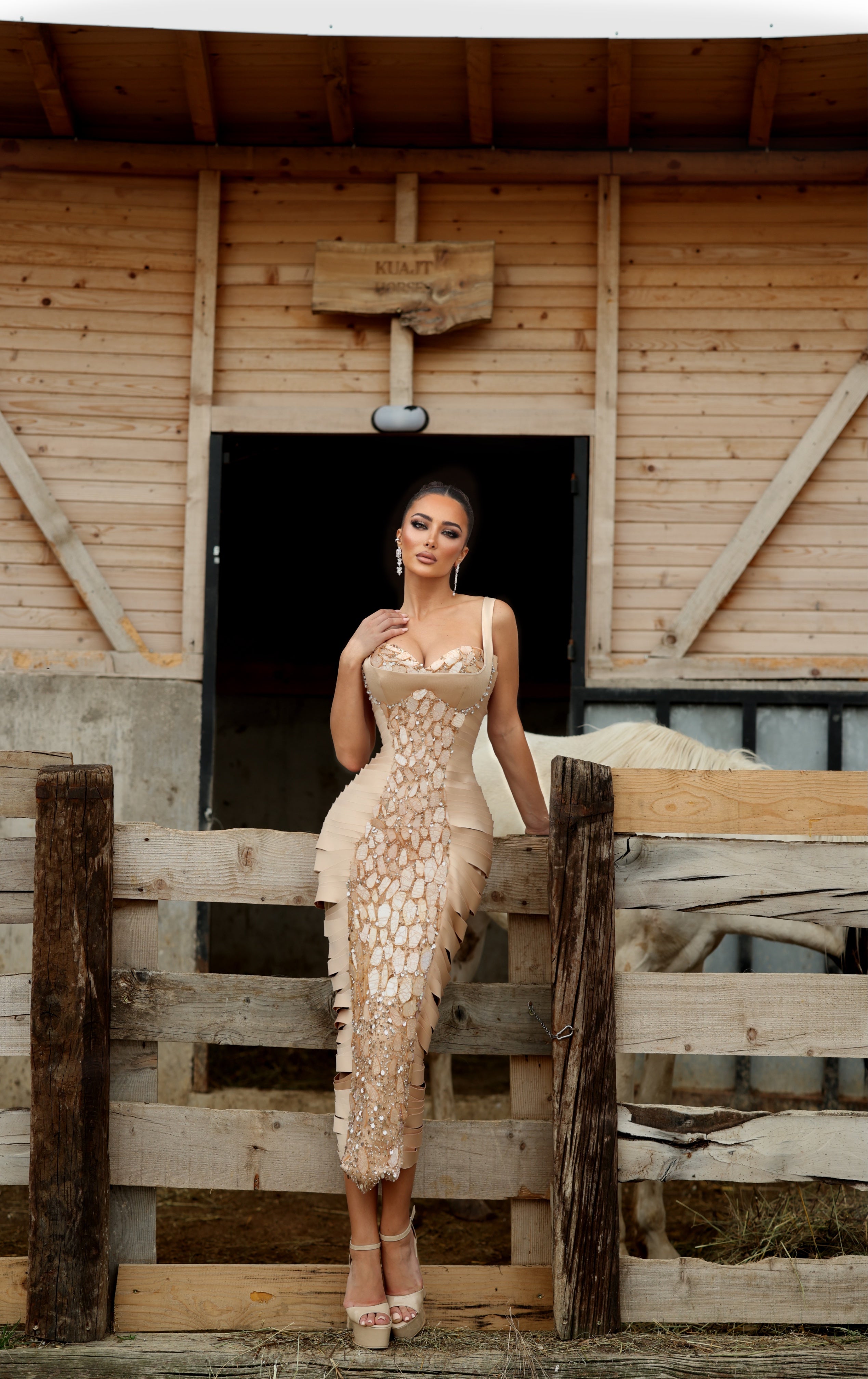 Genisa - Layered Crystal Midi Dress