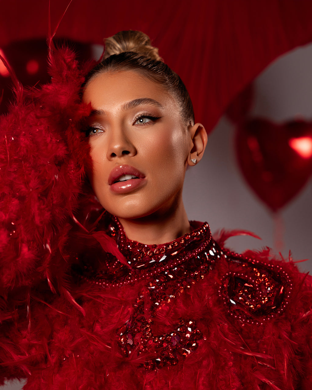 Short Feathered Beaded Dress