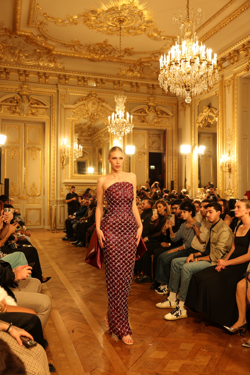 Erestina - Strapless Burgundy Gown